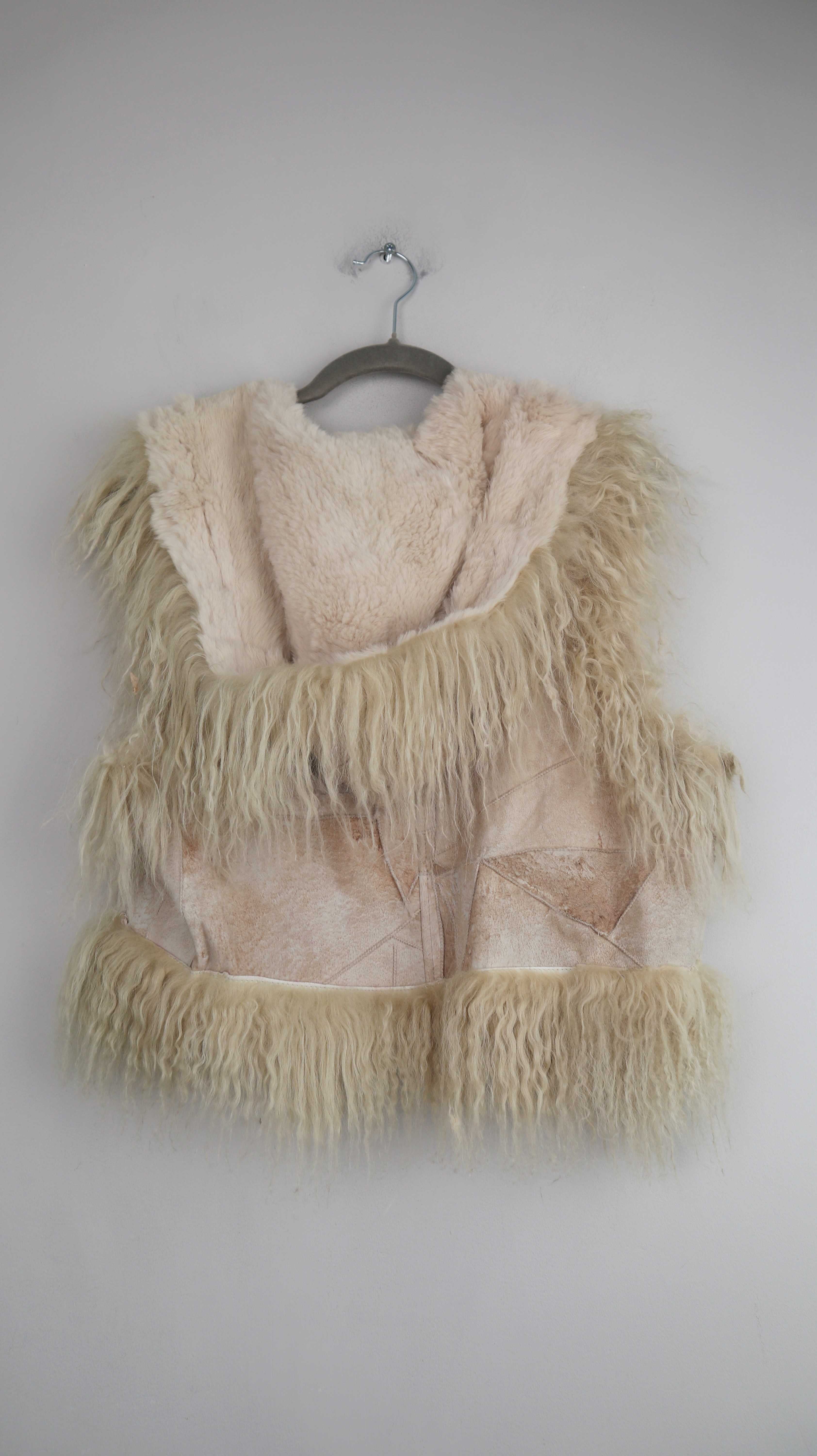 Weste Fellweste Creme Beige Lammfellweste Fell 38 M Lederweste Leder