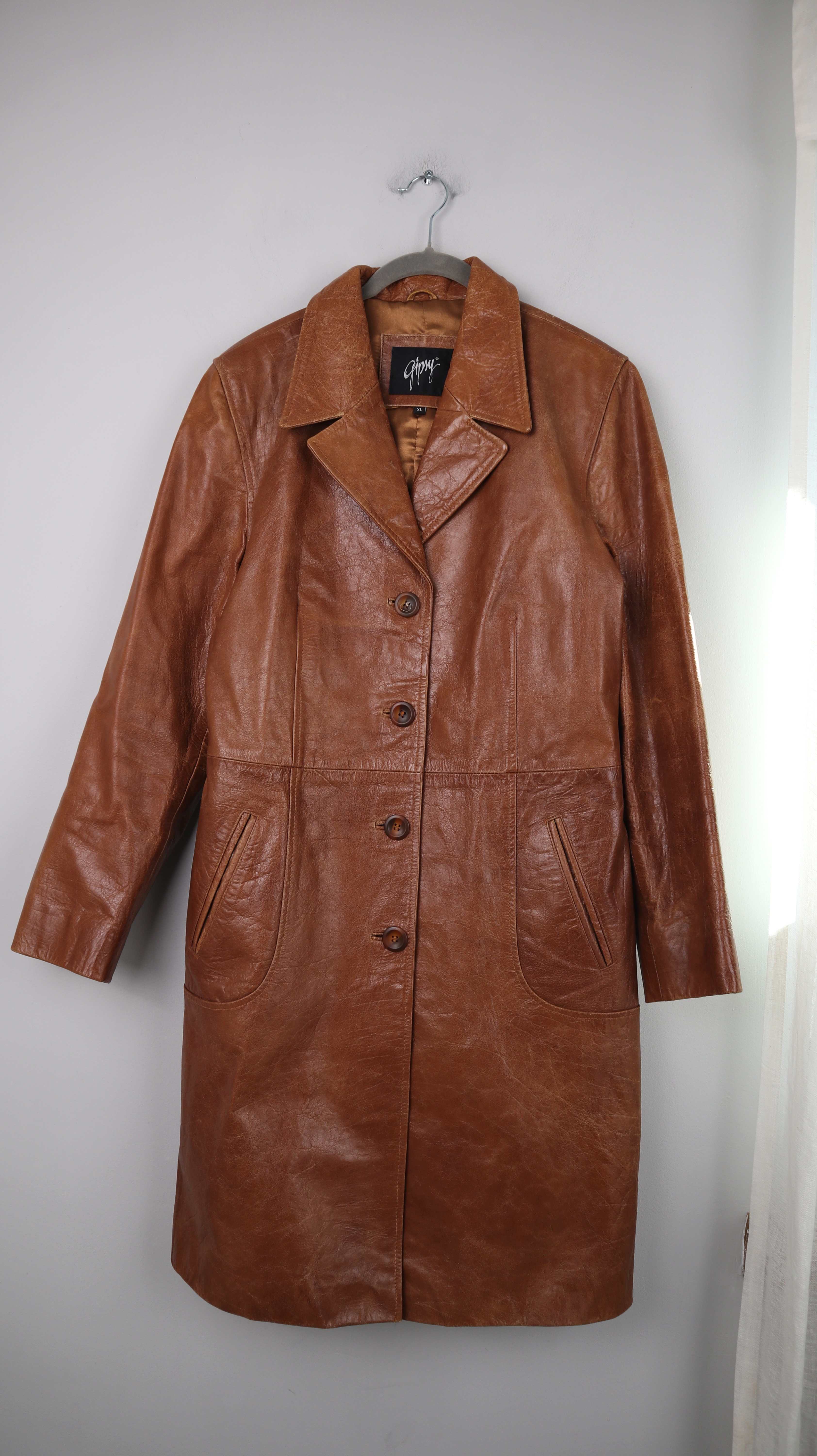Gipsy Mantel XL Braun Leermantel basic lang Jacke