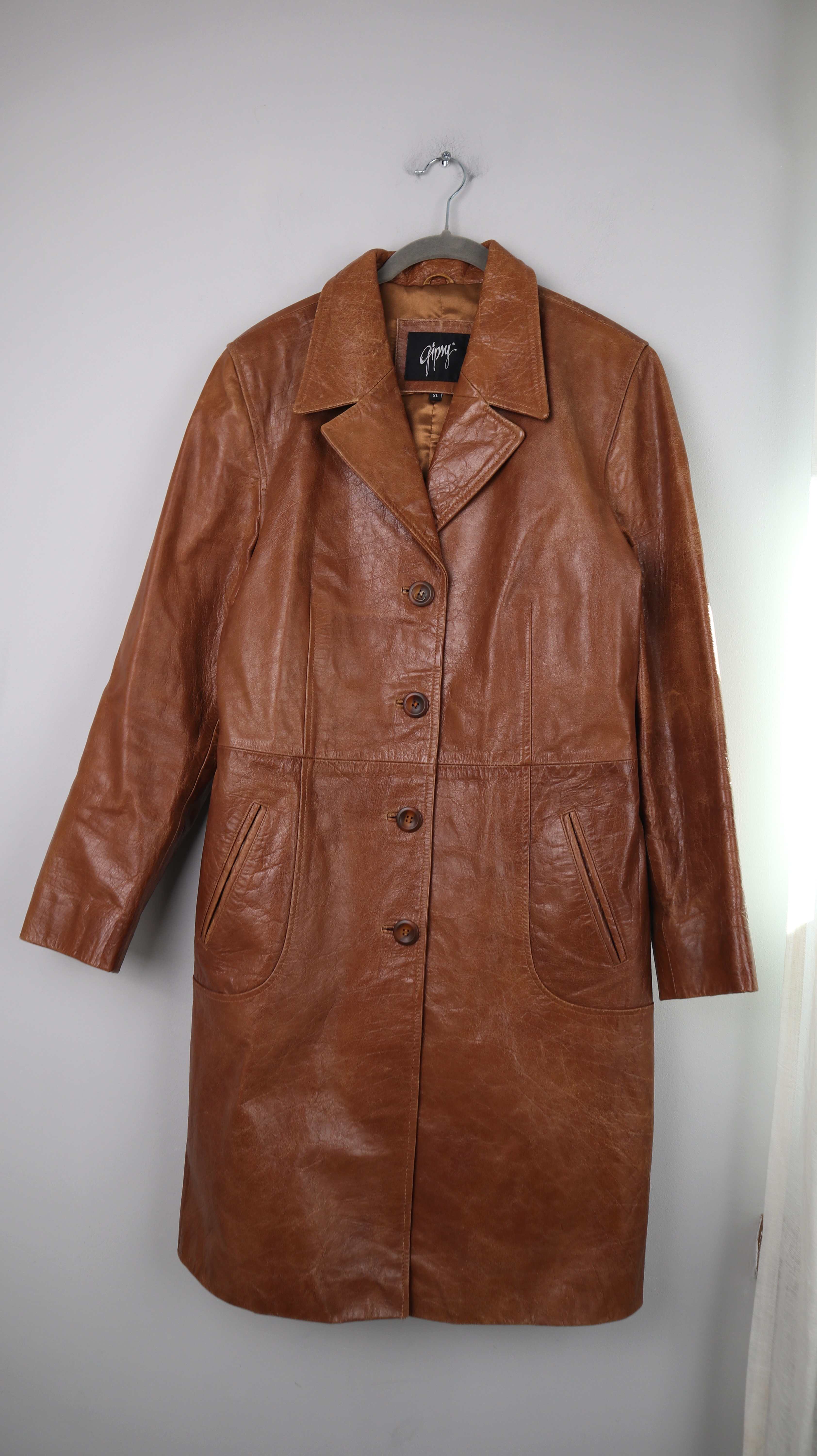 Gipsy Mantel XL Braun Leermantel basic lang Jacke