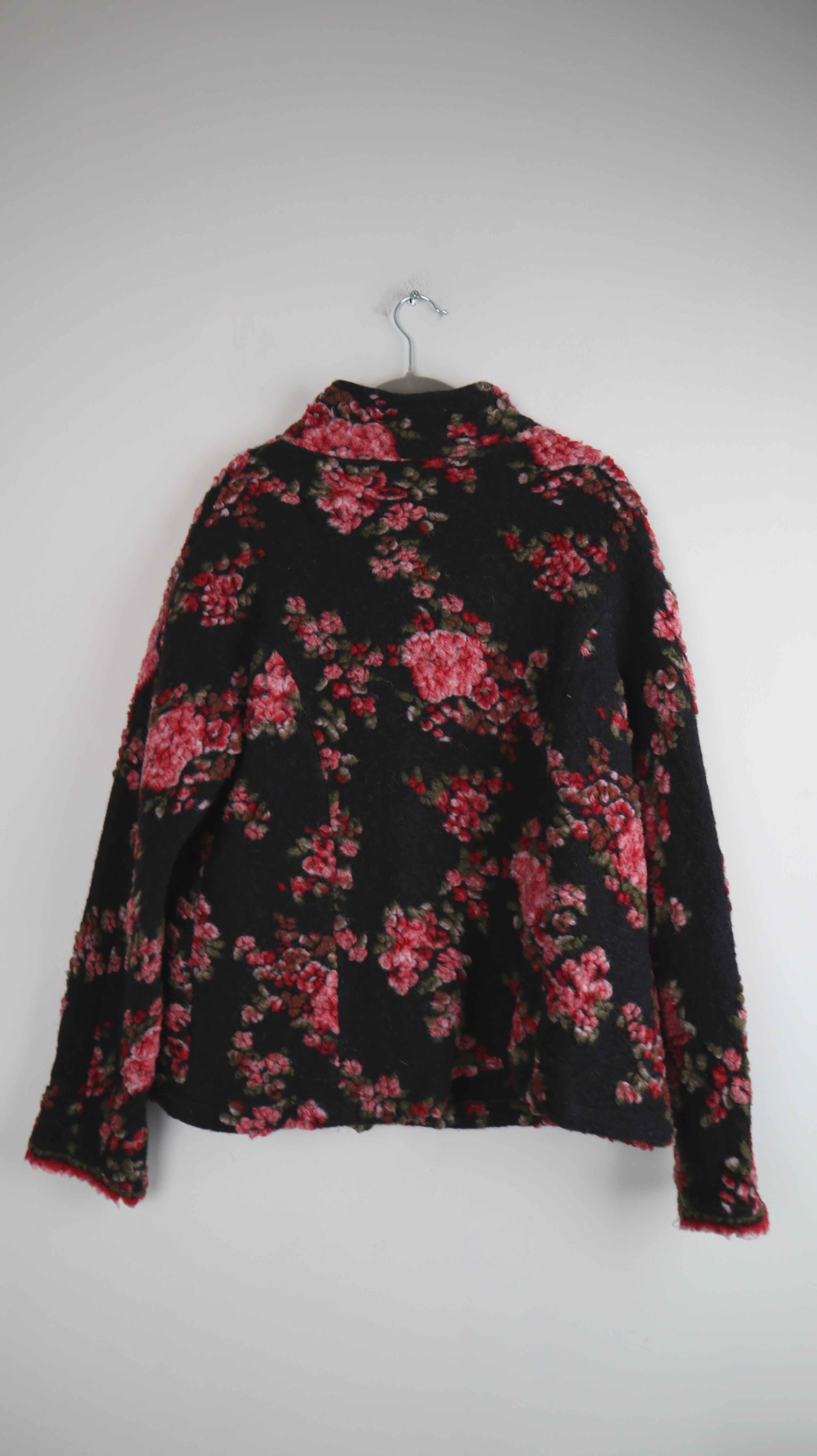 Deerberg Minako Jacke 40 L Wolle schwarz rot Schurwolle Wolljacke Rosen