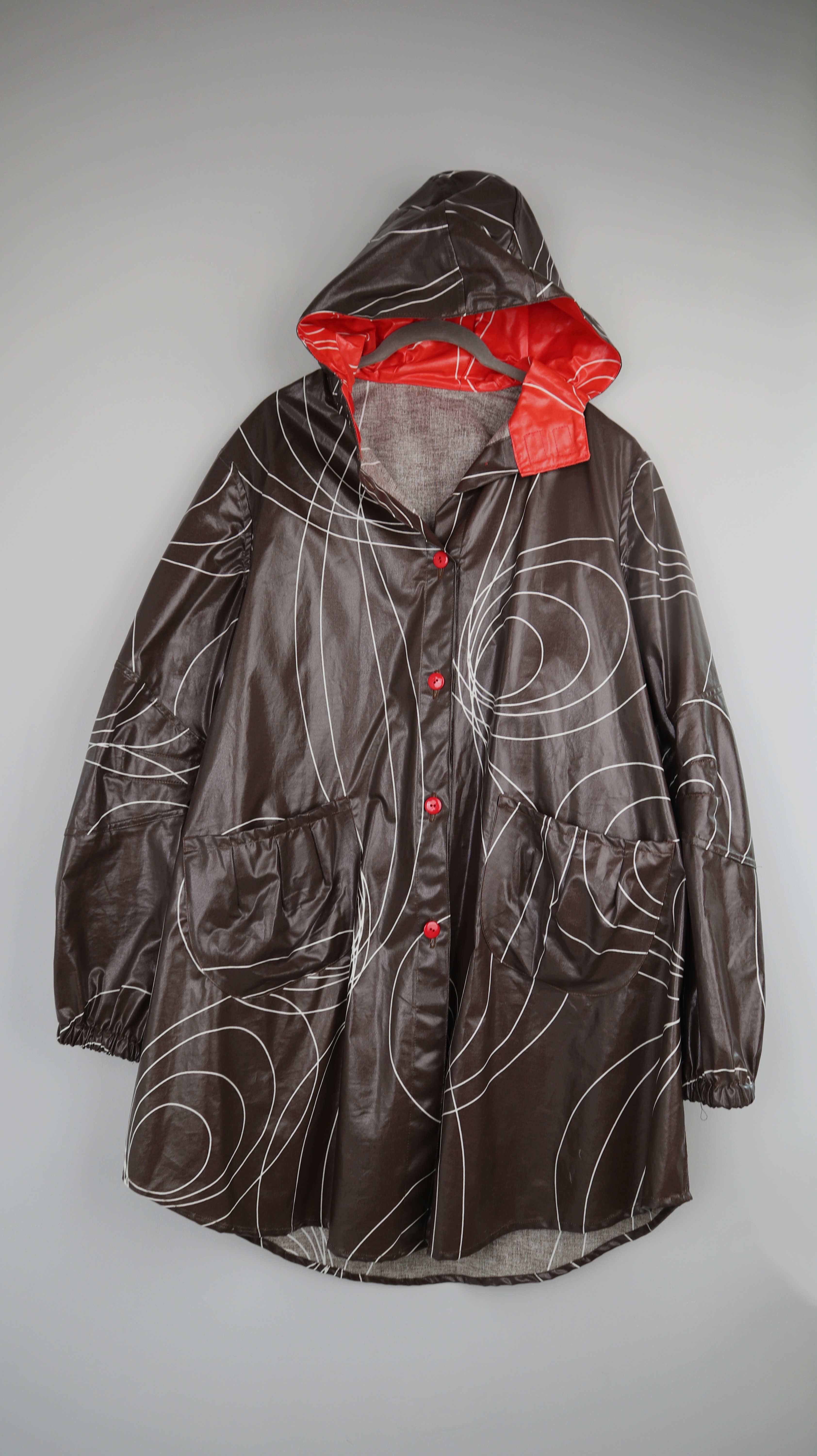 Regenjacke Braun Regenparka Regenmantel 40 L Design Muster Orange