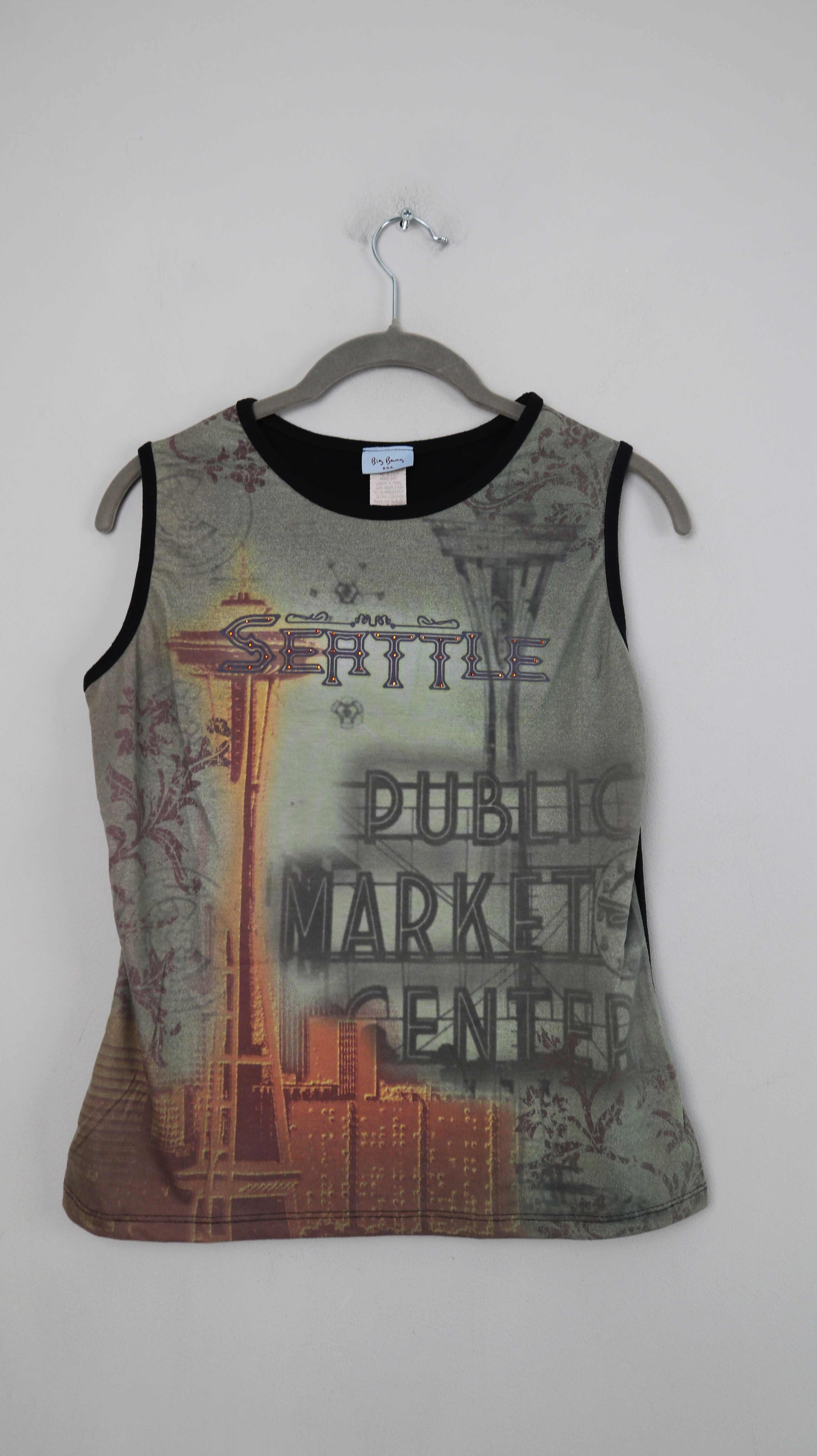 Big Bang Top Shirt true Vintage 90s Oberteil grün Achselshirt 38 M