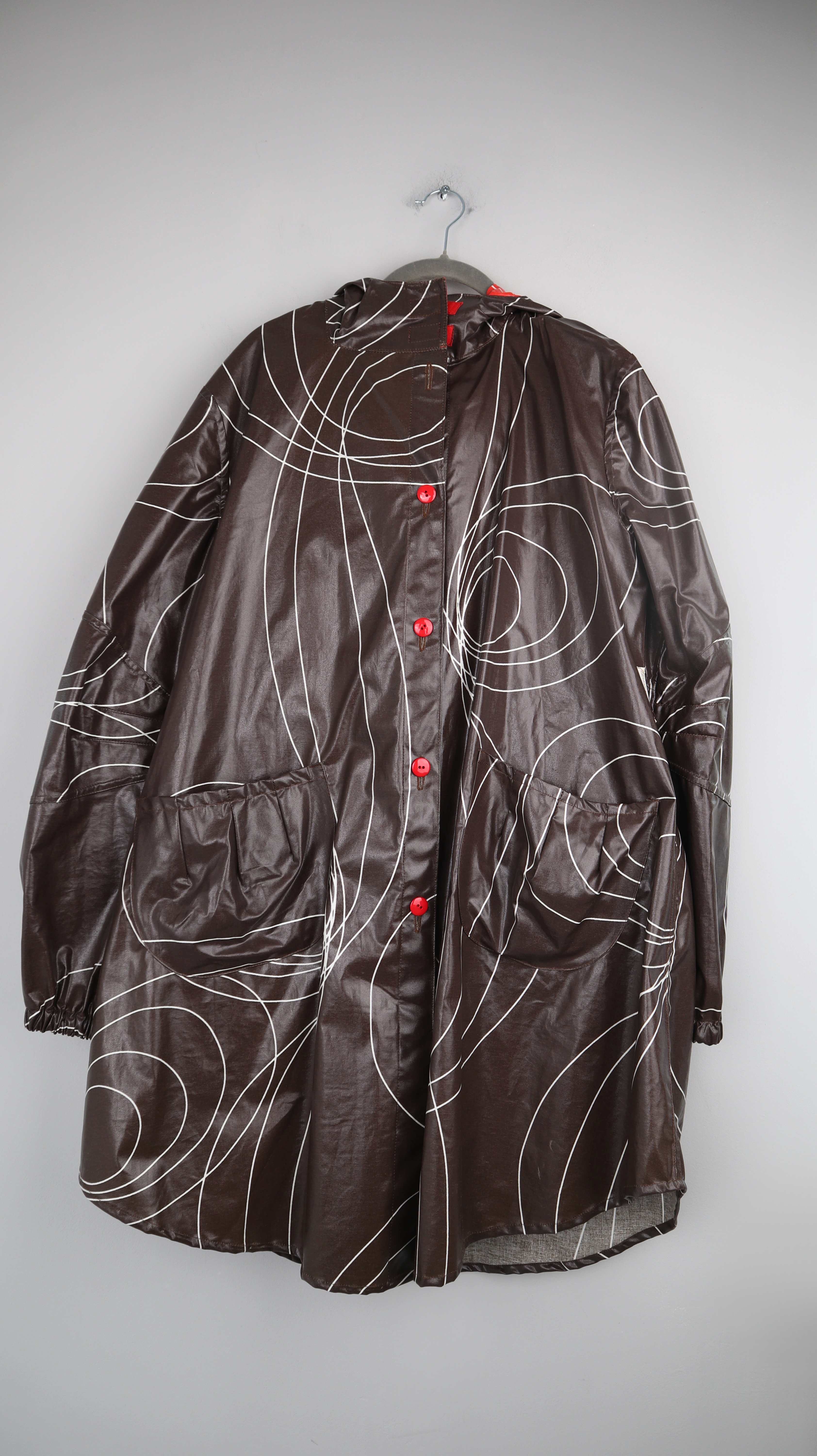 Regenjacke Braun Regenparka Regenmantel 40 L Design Muster Orange