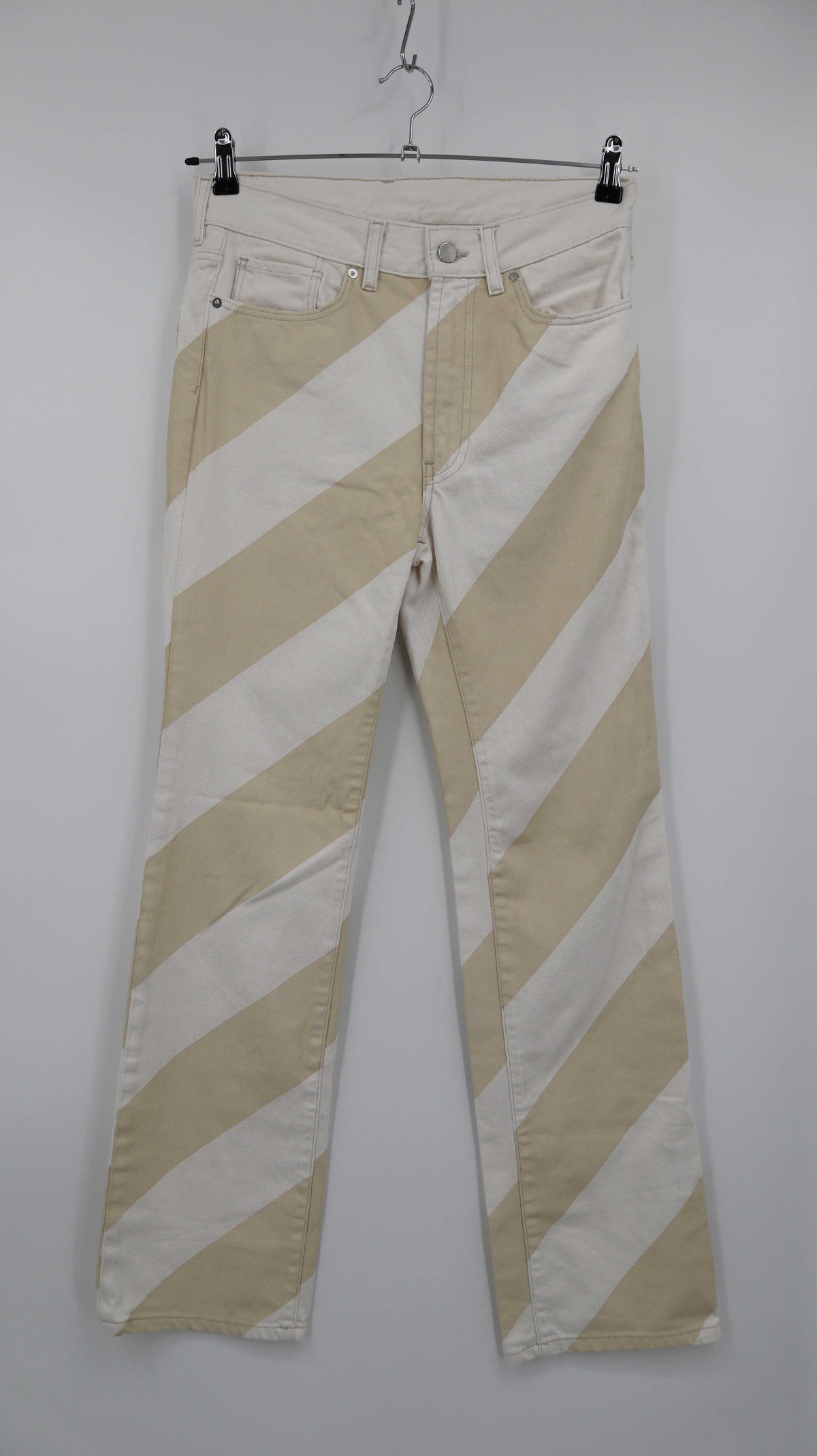 H&M Studio Hose Creme S/S 2020 straight fit gestreift 36 S