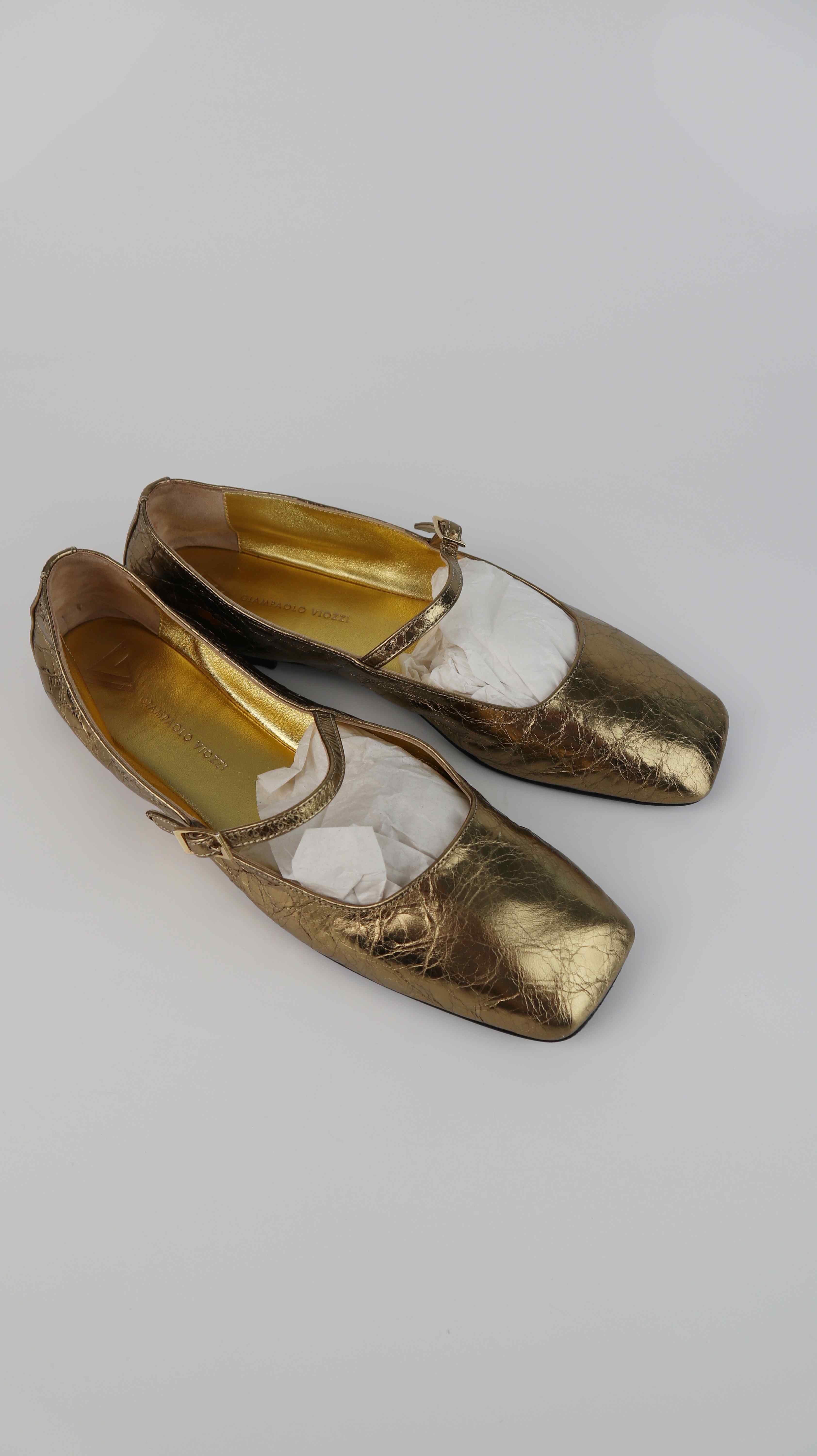 Giampaolo Viozzi Ballerinas Gold Metallic 38,5 Made in Italy