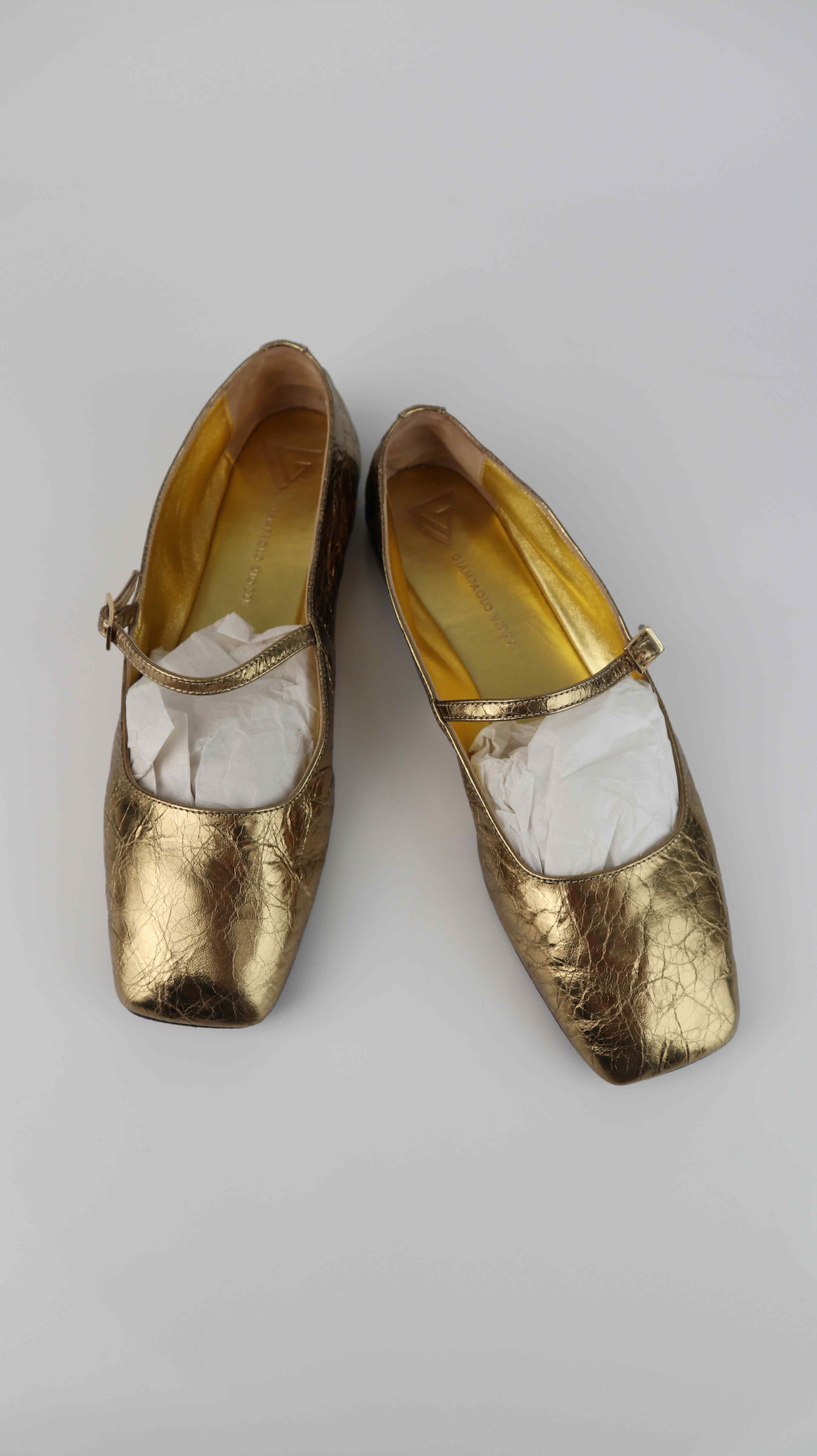 Giampaolo Viozzi Ballerinas Gold Metallic 38,5 Made in Italy