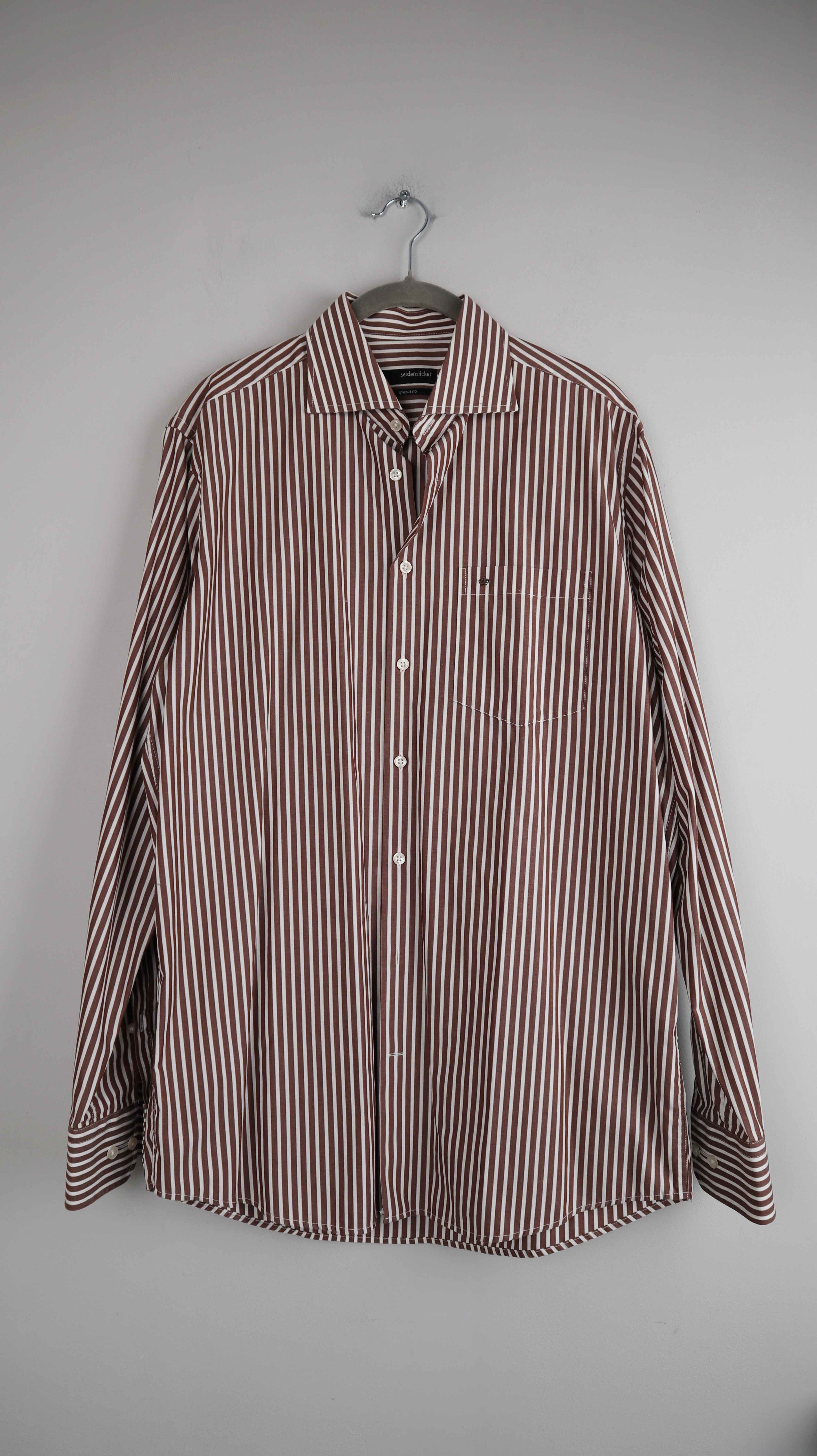 Seidensticker Hemd braun weiß gestreift Streifenhemd splendesto 40 3/4