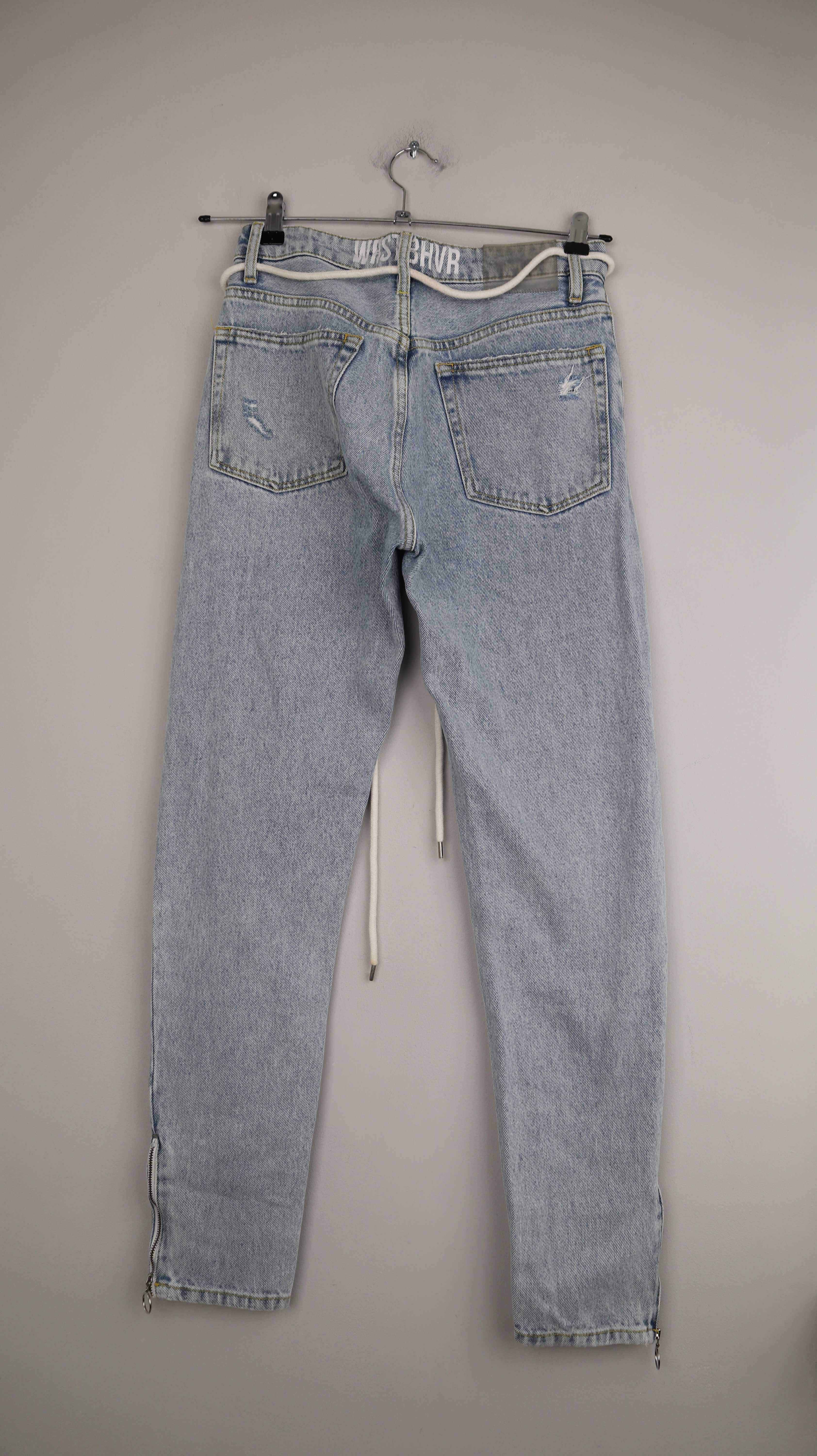 WRSTBHVR Jeans Hose 27 blau denim ripped high waist 36 S