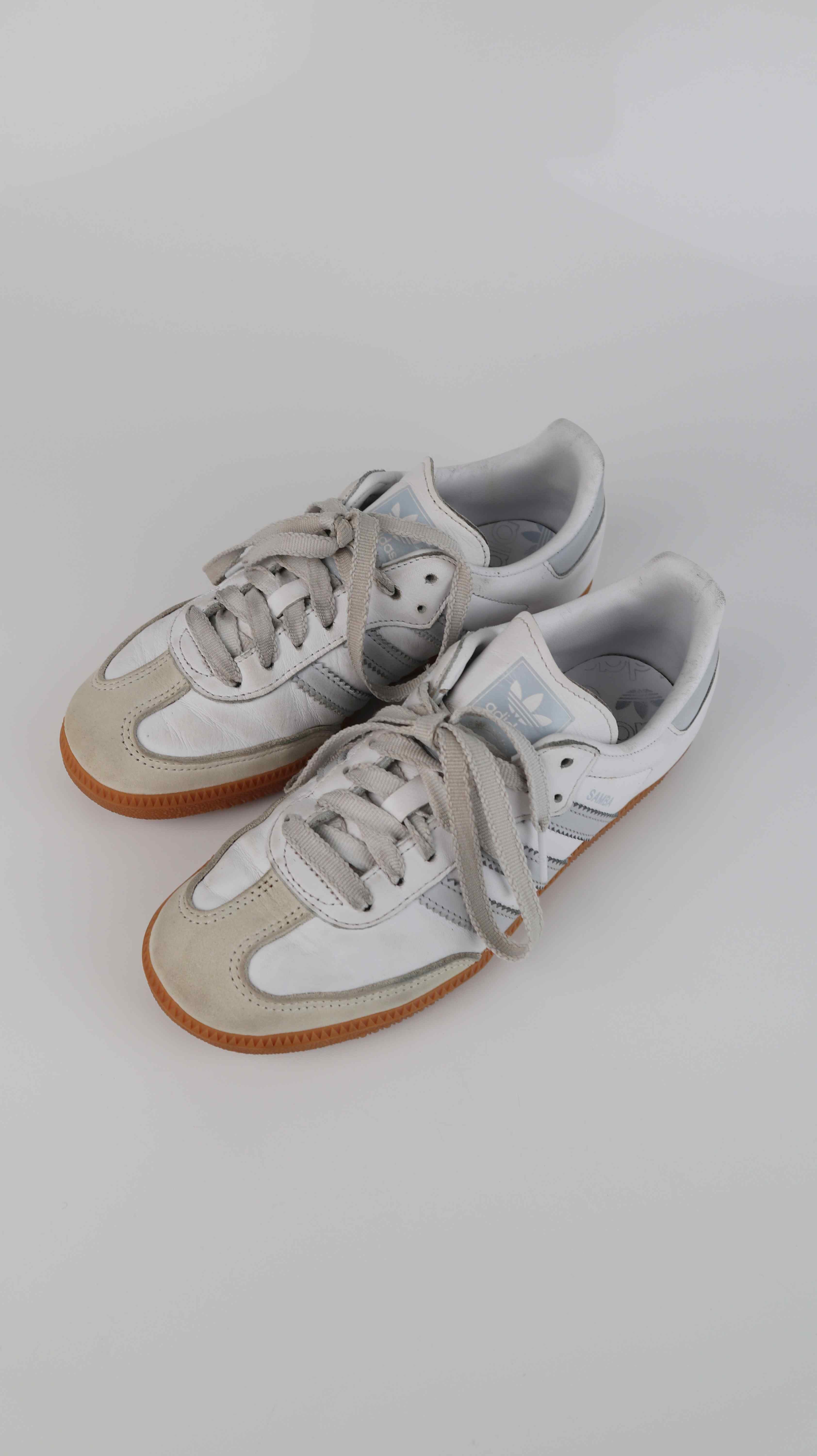 Adidas Samba Sneaker 38 weiß Turnschuhe gebunden Grau