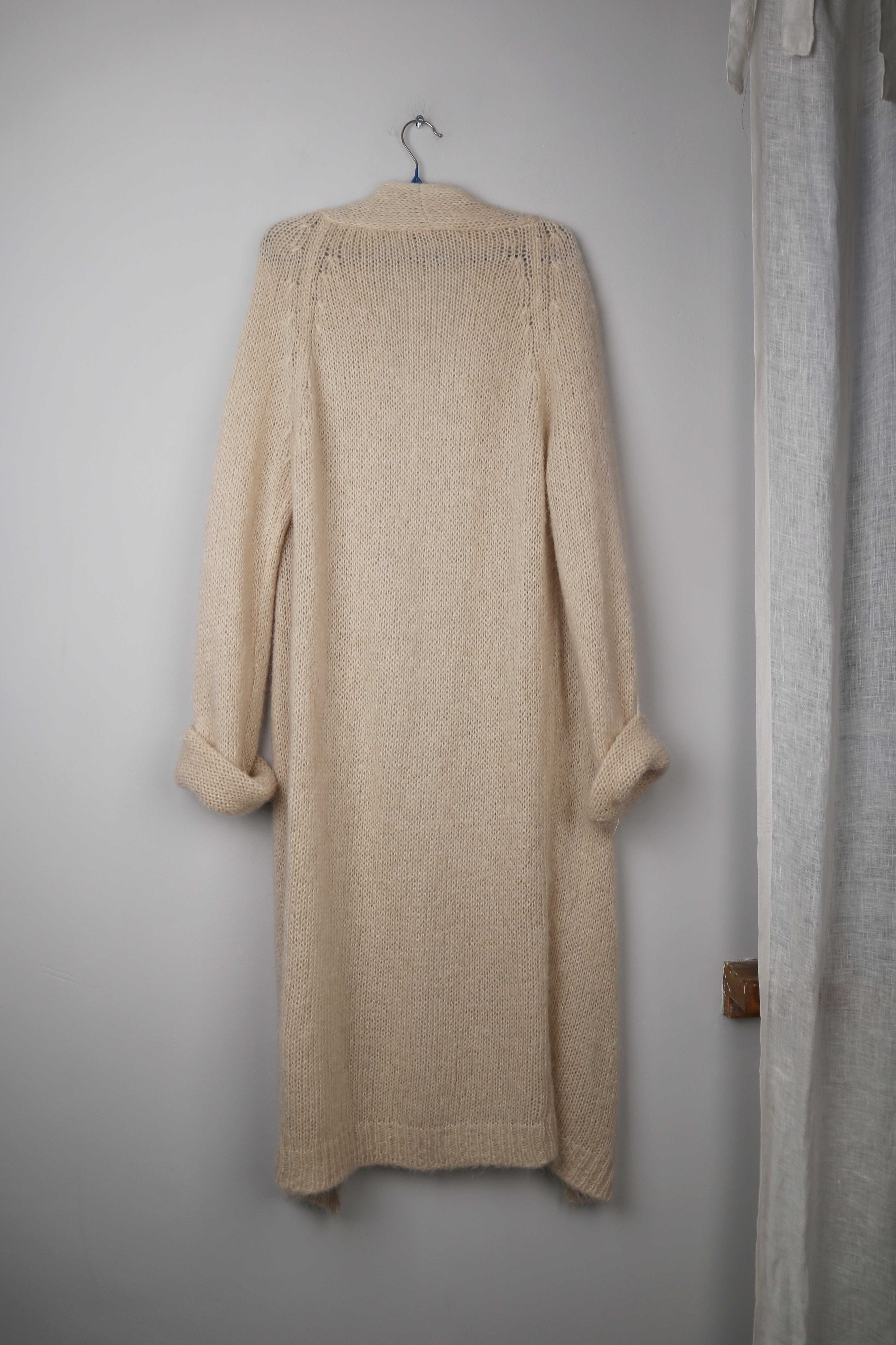 The Hackbarths Cardigan Strickjacke Creme Lang gestrickt Wolle Mohair