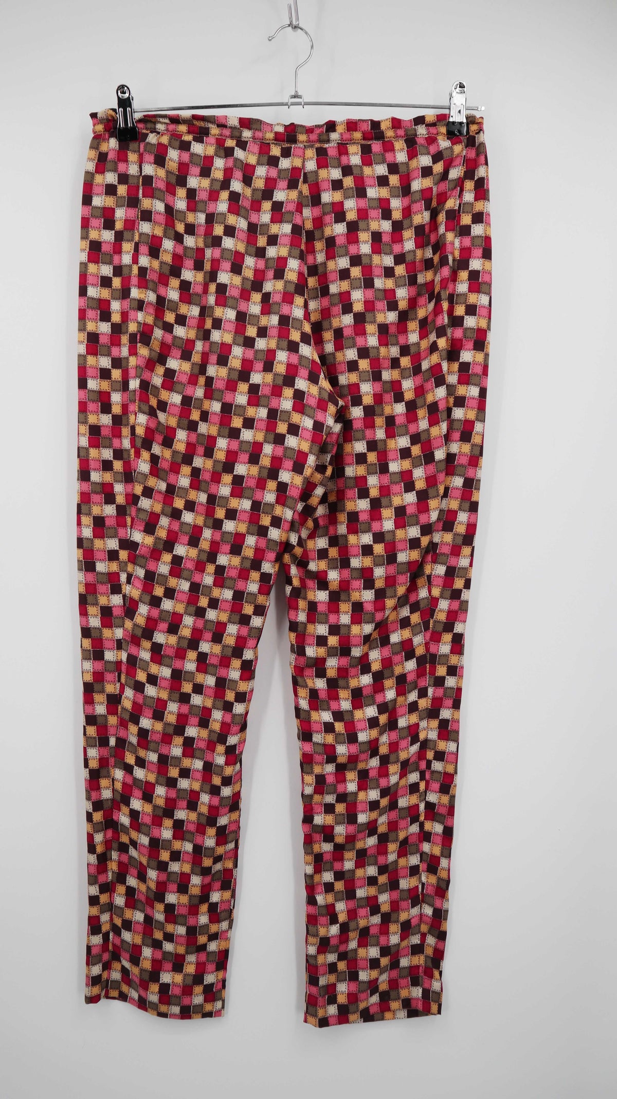 Hoss Intropia Hose rot kariert Seide Seidenhose 40 L Stoffhose