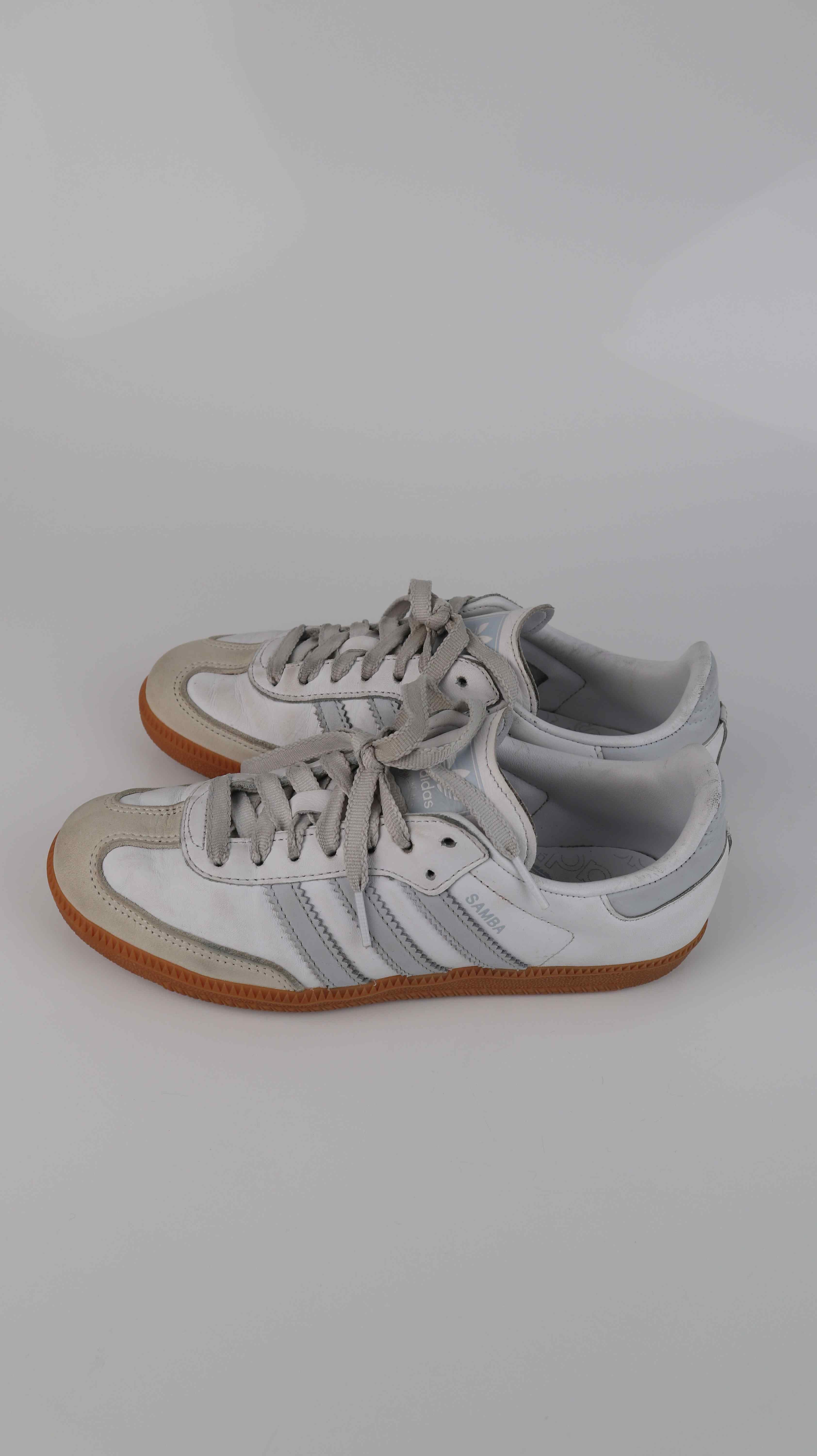 Adidas Samba Sneaker 38 weiß Turnschuhe gebunden Grau