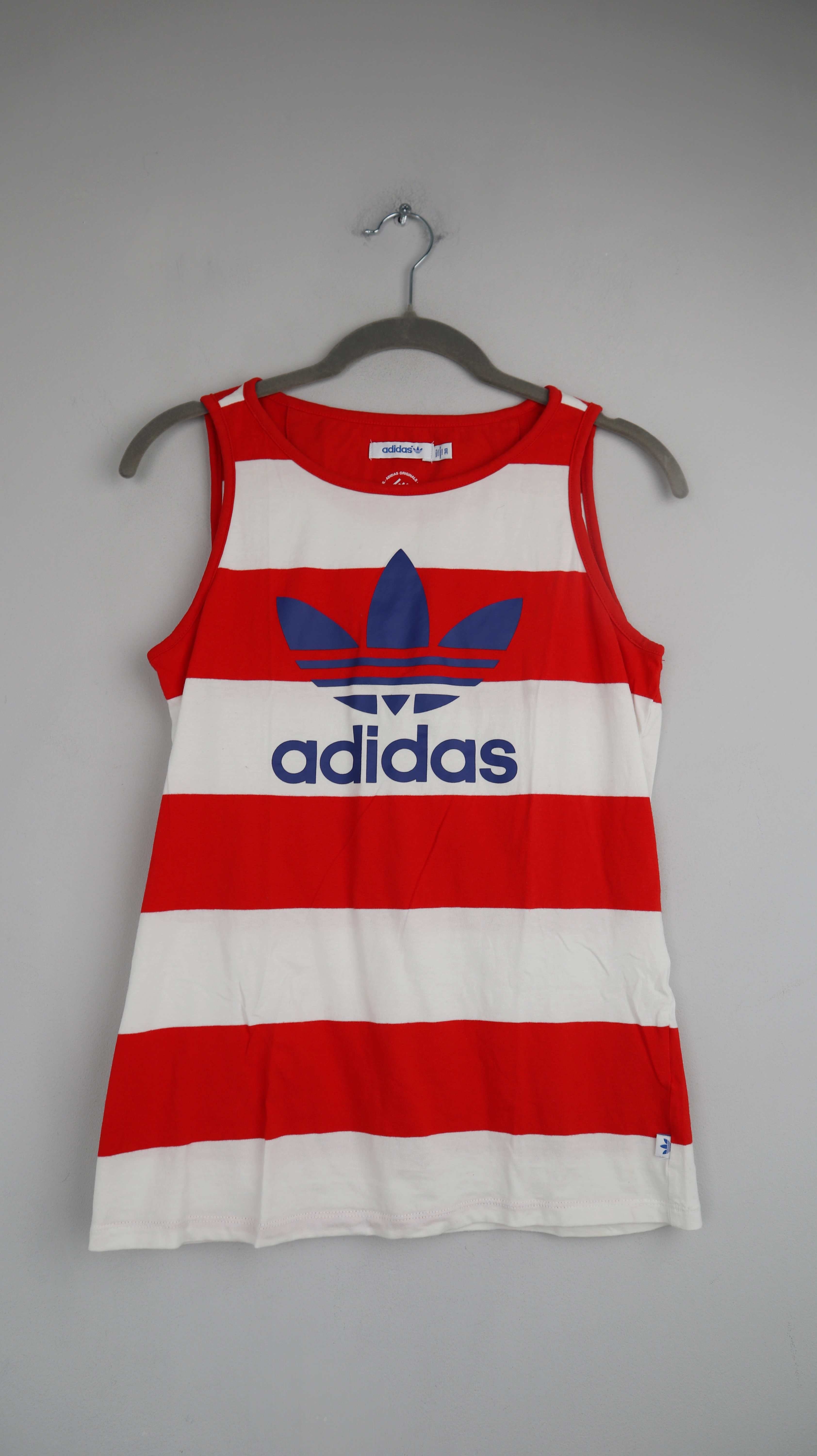Adidas Top Shirt rot weiß gestreift 38 M Tanktop Streifenshirt