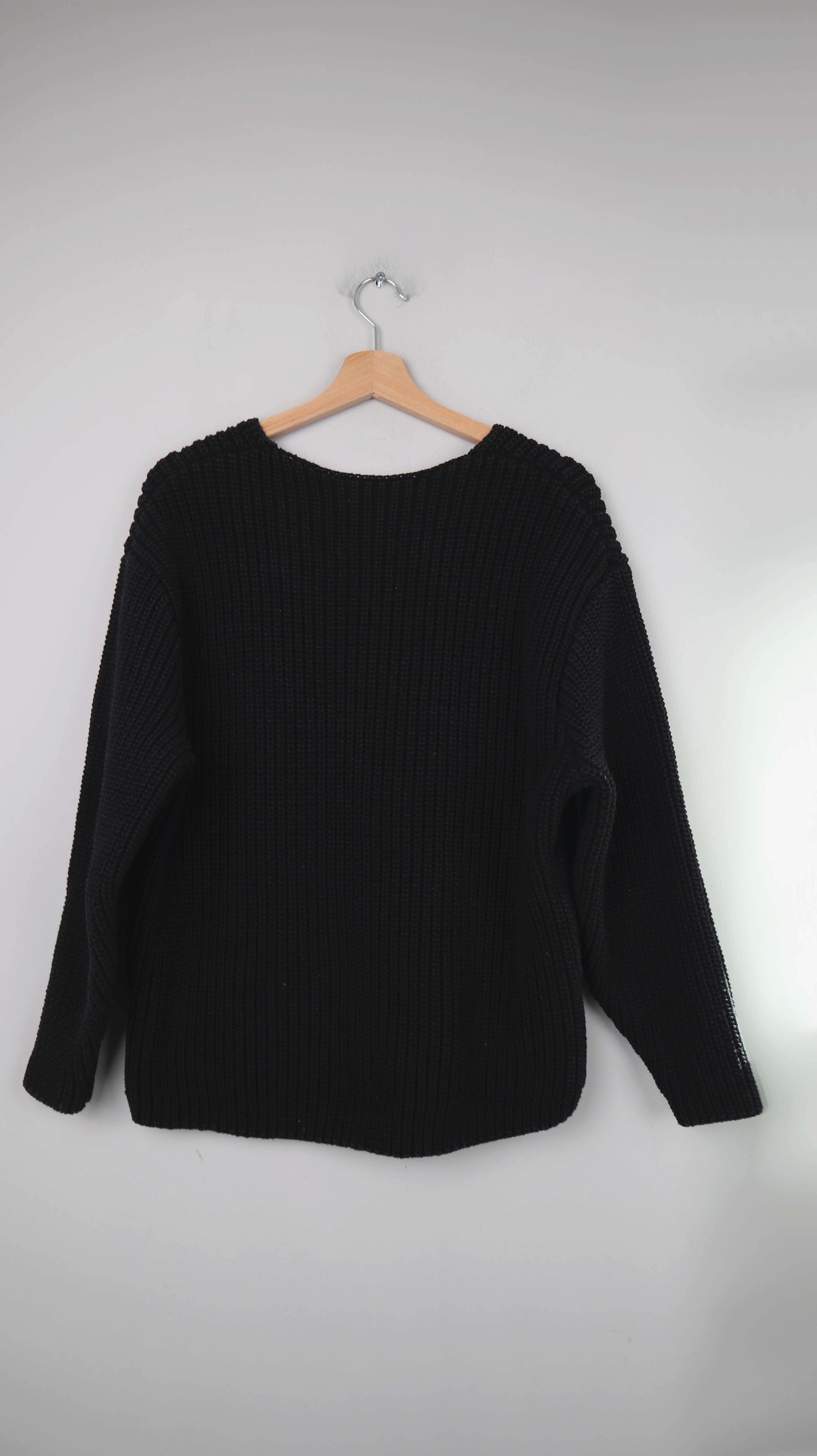 H&M basic Pullover 36 S schwarz gestrickt Strickpullover V-Ausschnitt