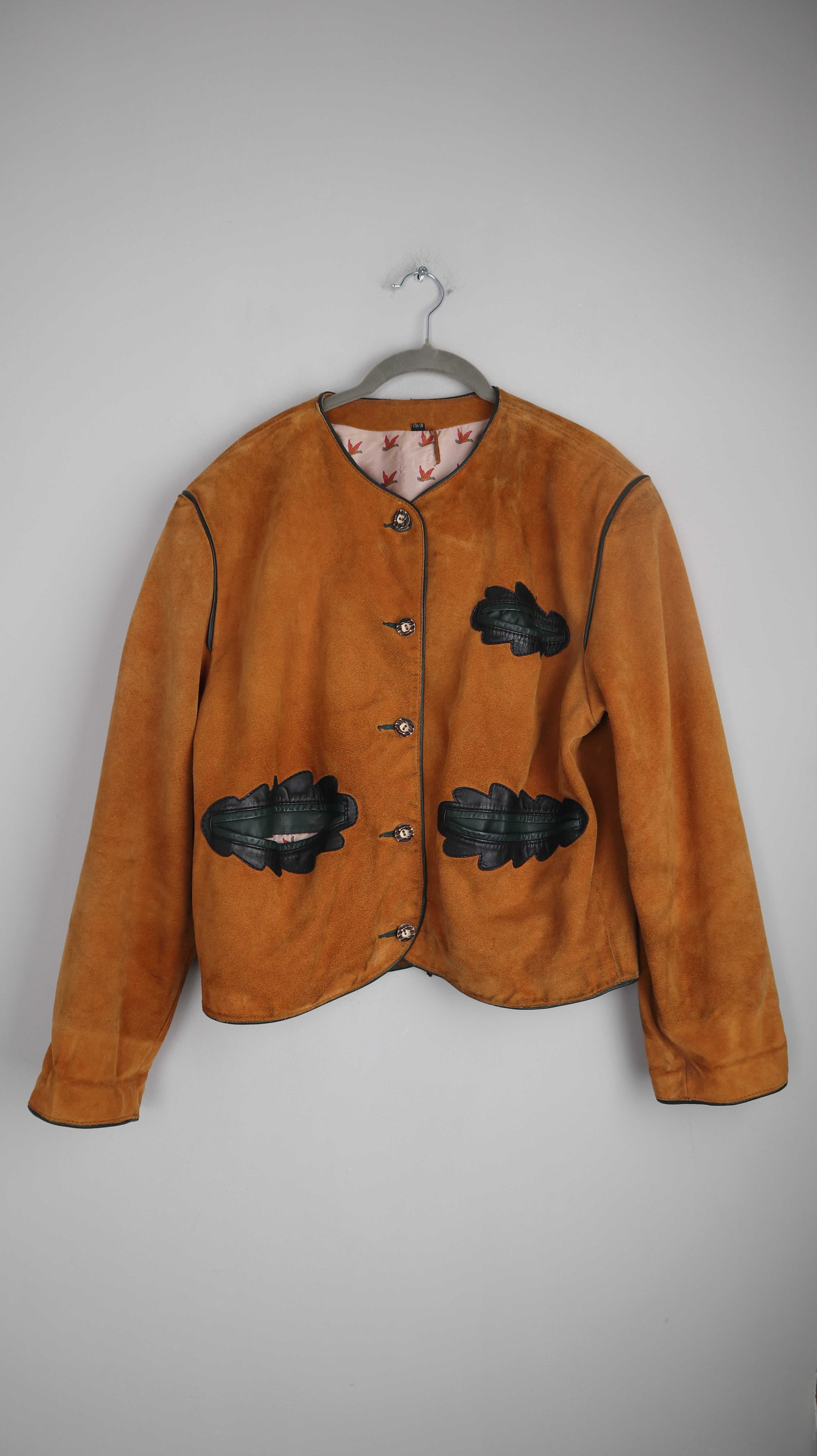 True Vintage Lederjacke Braun 38 M Wildleder bayrisch Oktoberfest