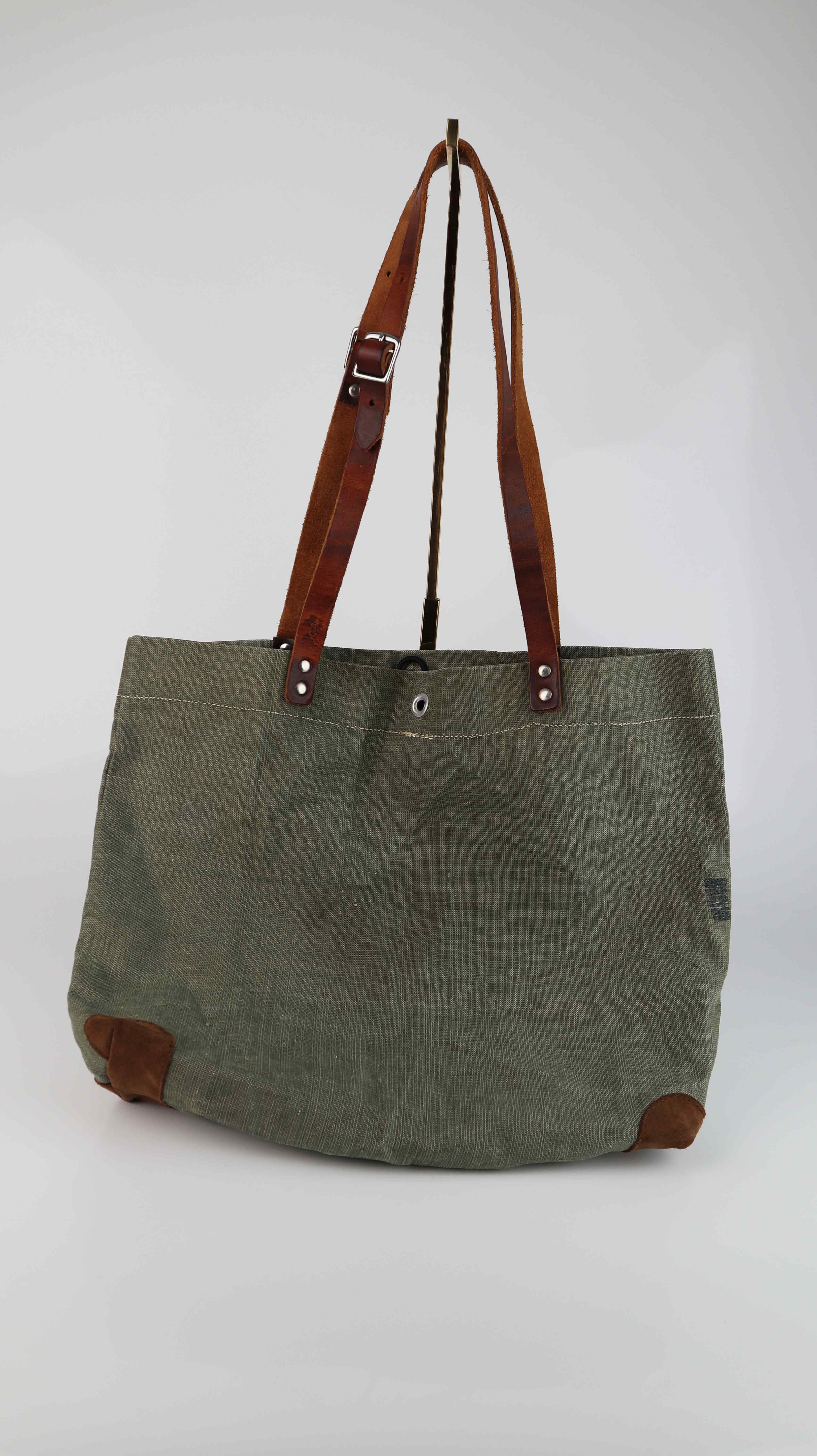 HACK Segeltuchtasche Tasche Schultertasche grün Khaki Shopper Einkaufstasche