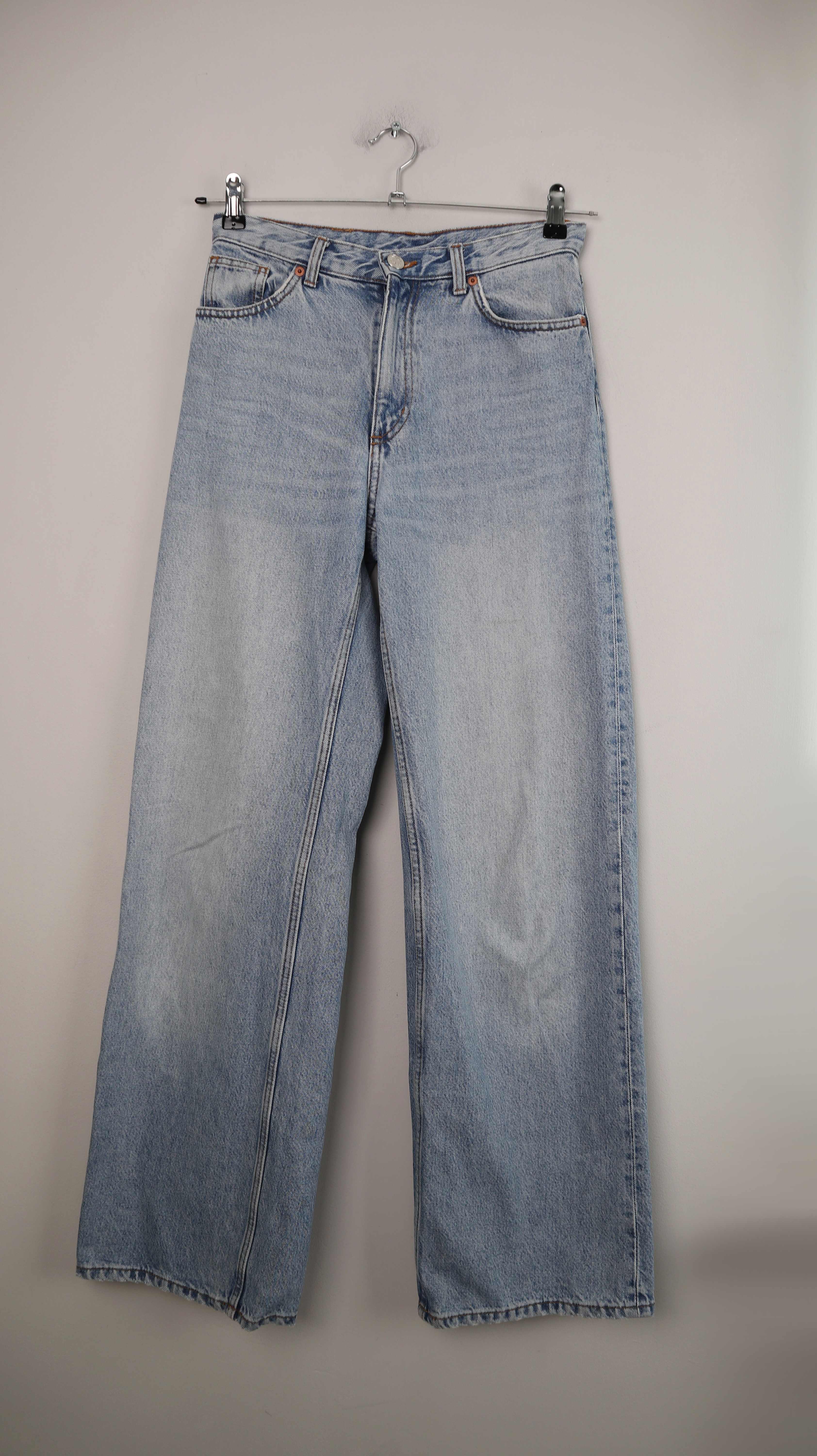 Monki Jeans Hose denim flared blau washed 27 36 S high waist