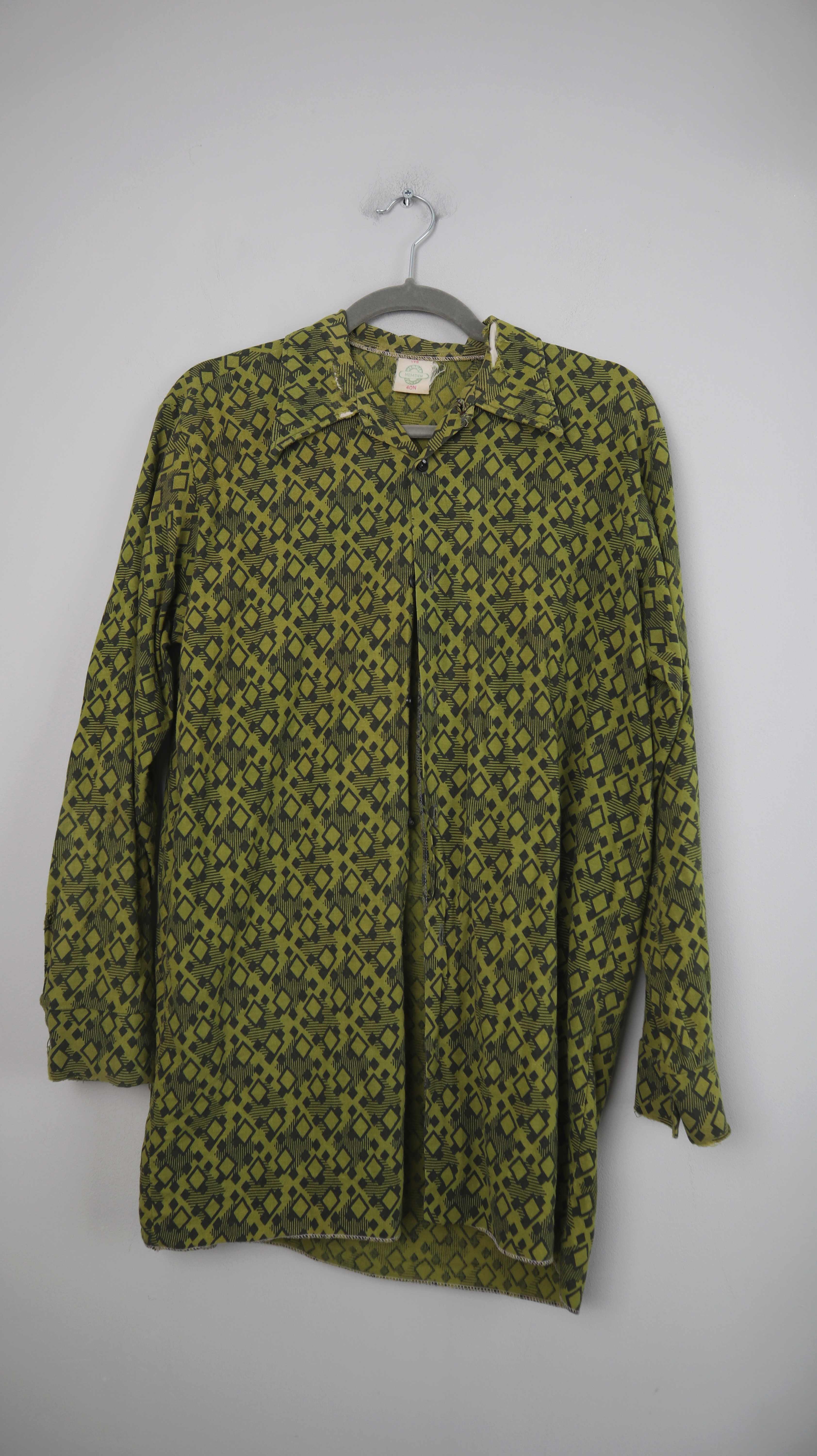 True Vintage Hemd Grün Khaki Olivgrün L Retro