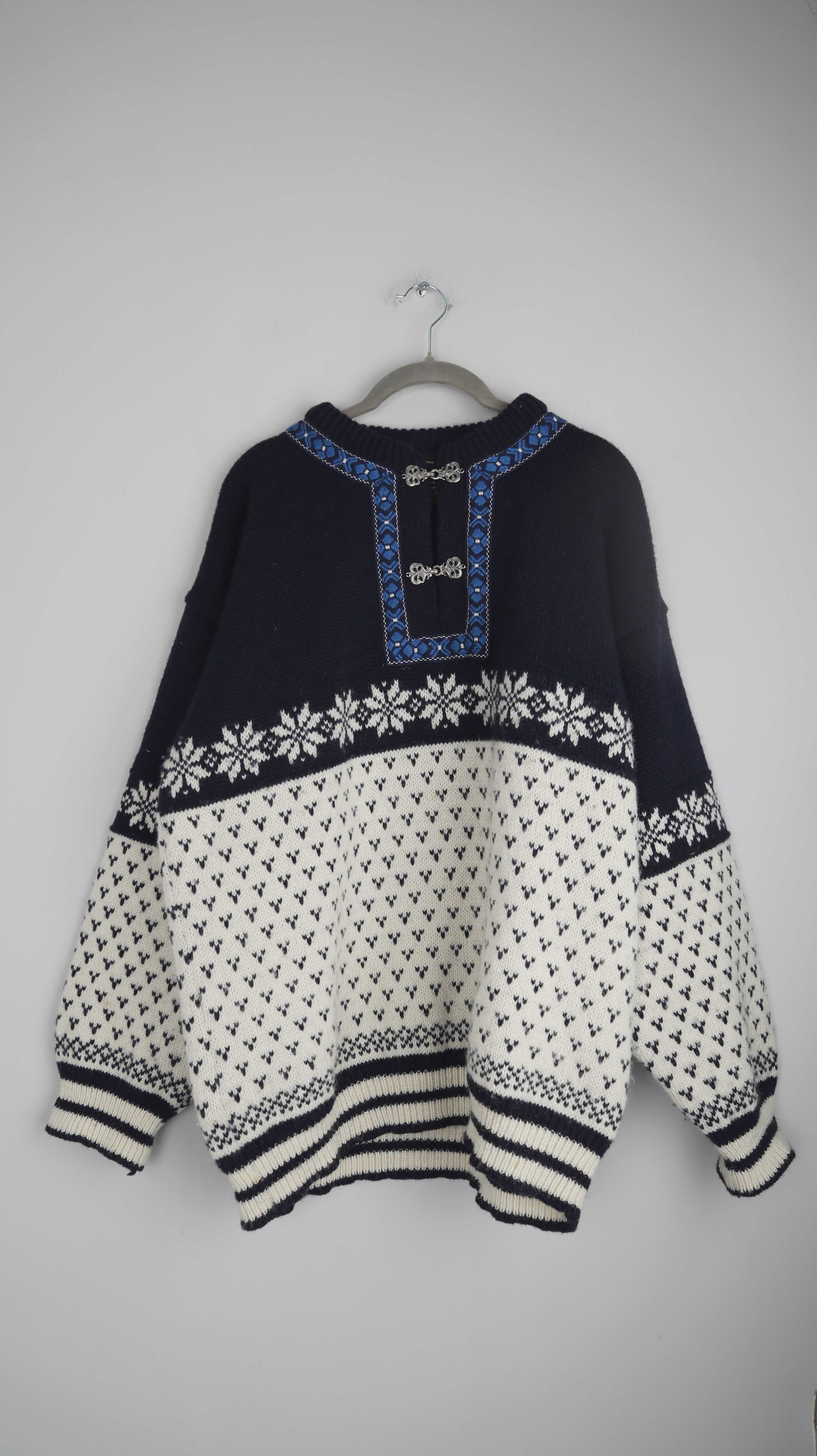 Norwegerpullover Pullover Wolle Norwool Schurwolle Weiß 42 XL Strickpullover