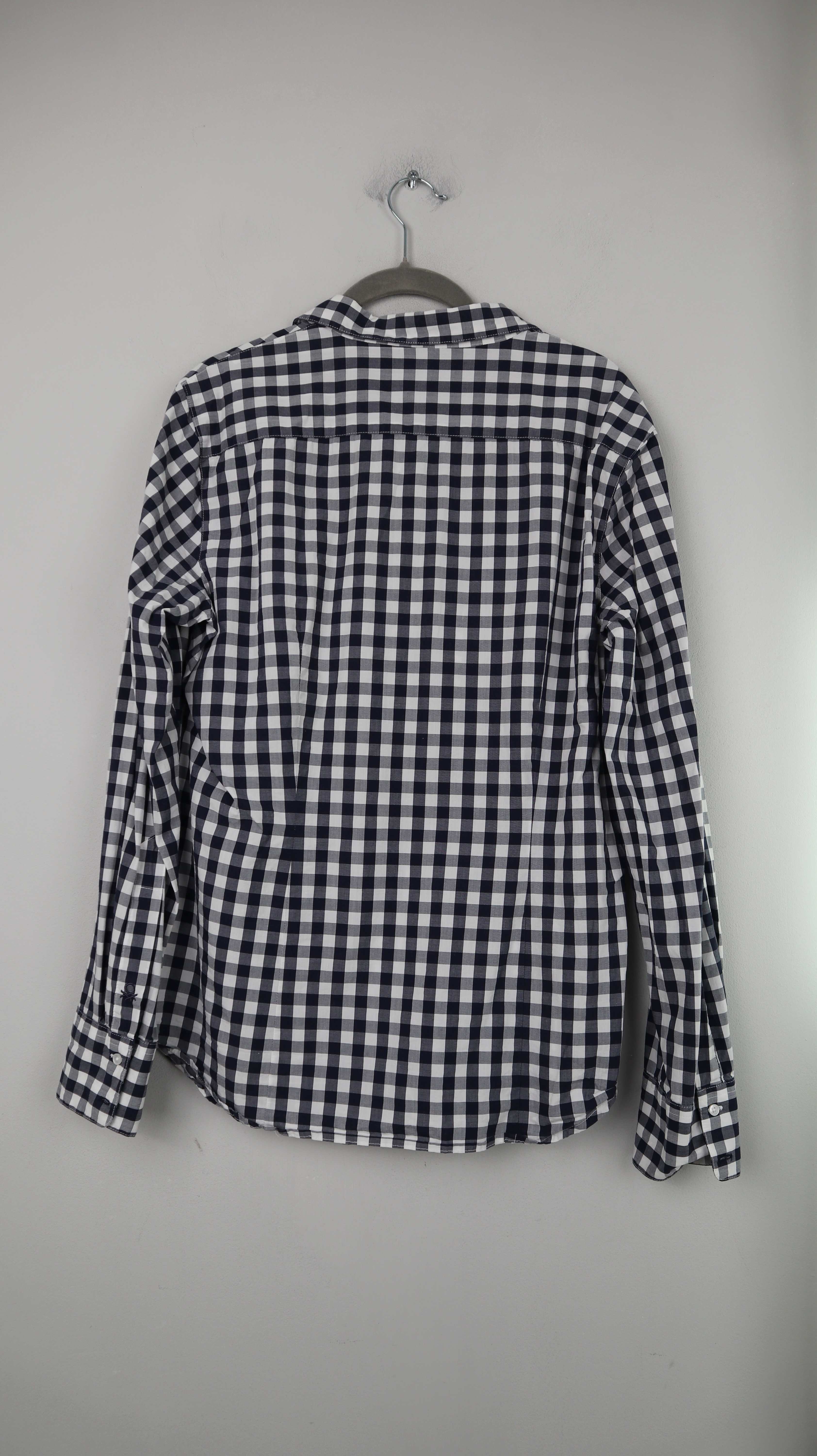 United Colors of Benetton Hemd Bluse kariert schwarz weiß 40 L