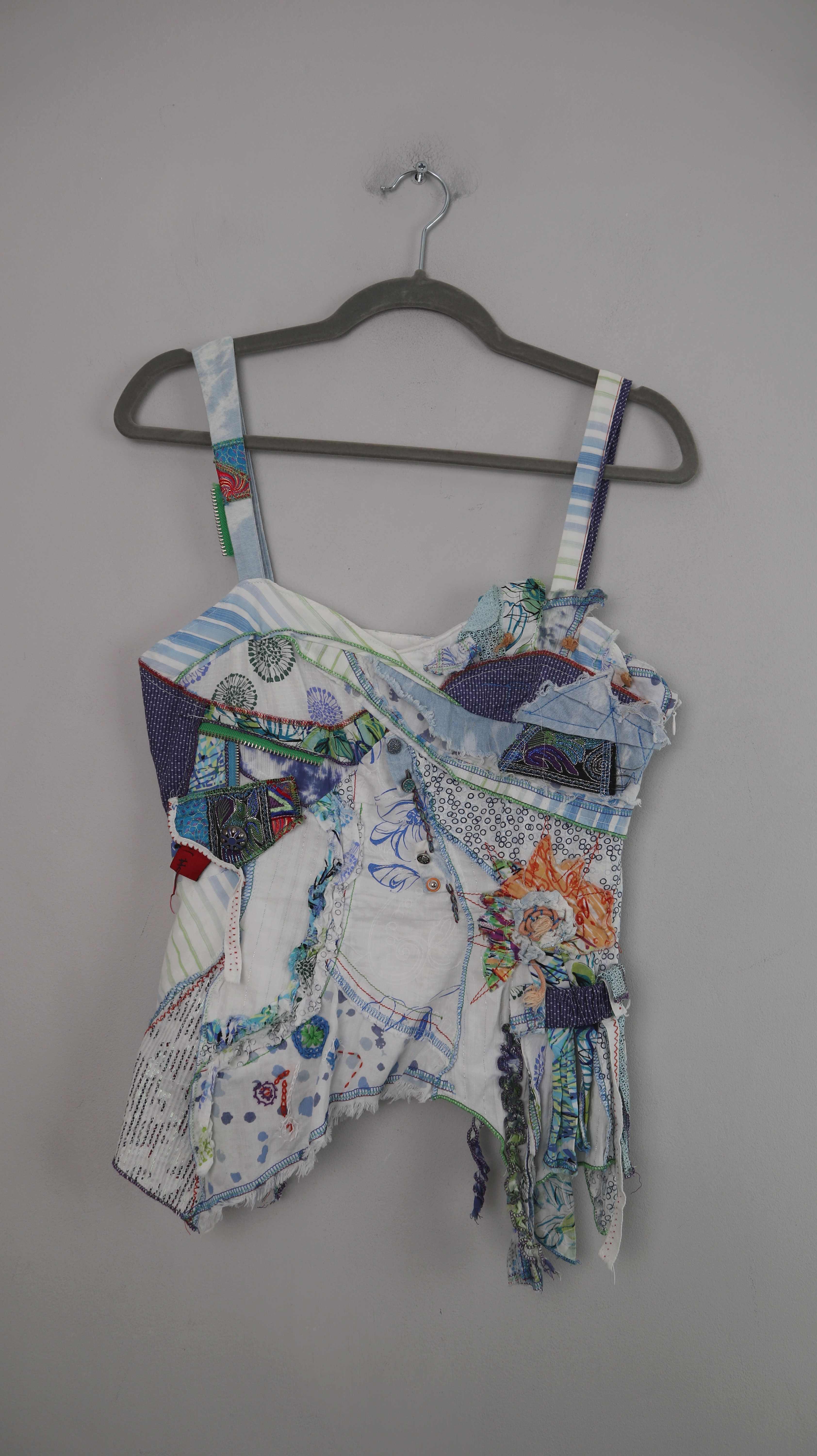 Juju & Christine Top Shirt Oberteil blau weiß 38 M Tanktop