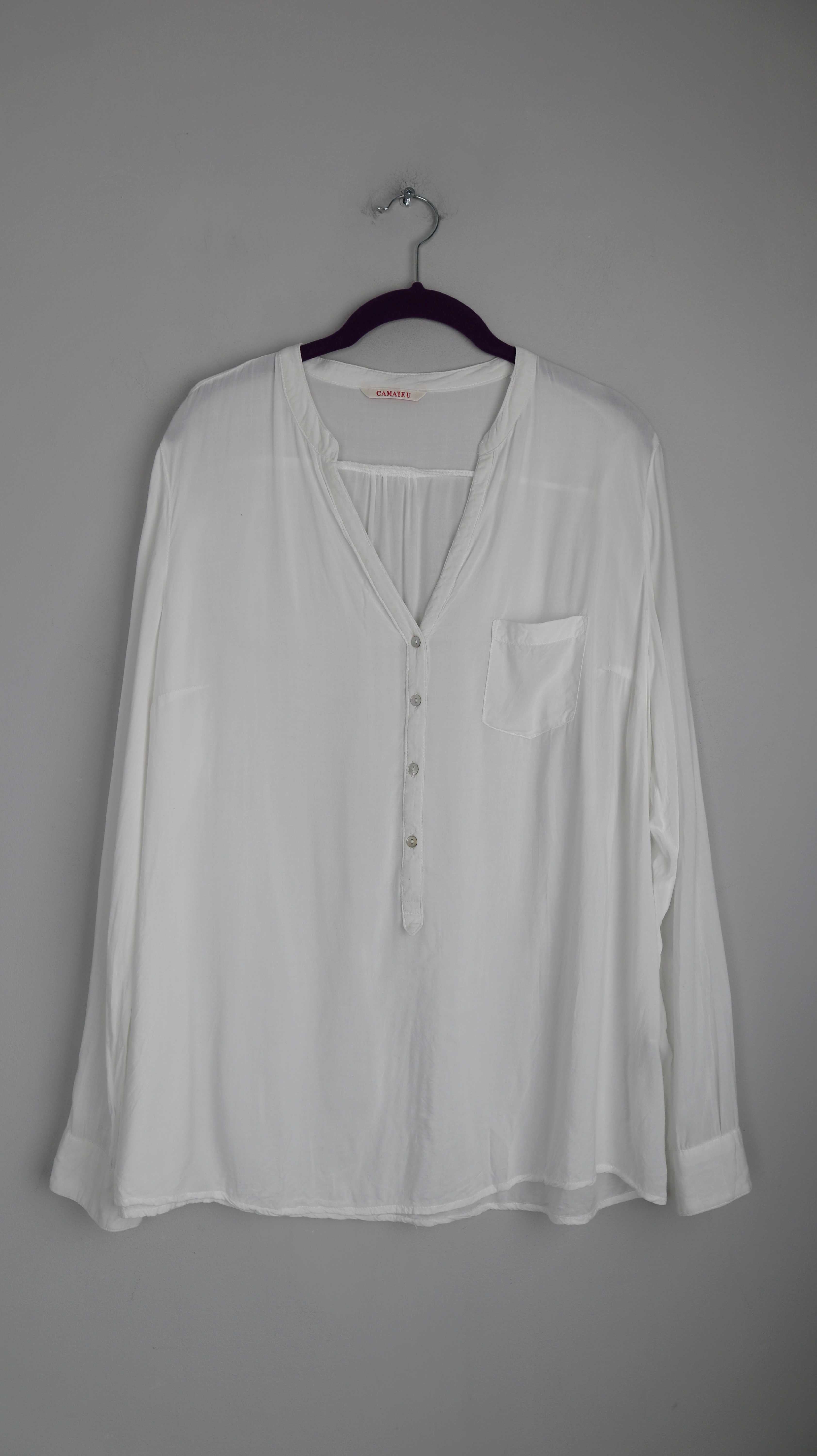 Camaieu Bluse Hemd Shirt weiß 38 M langarm geknöpft