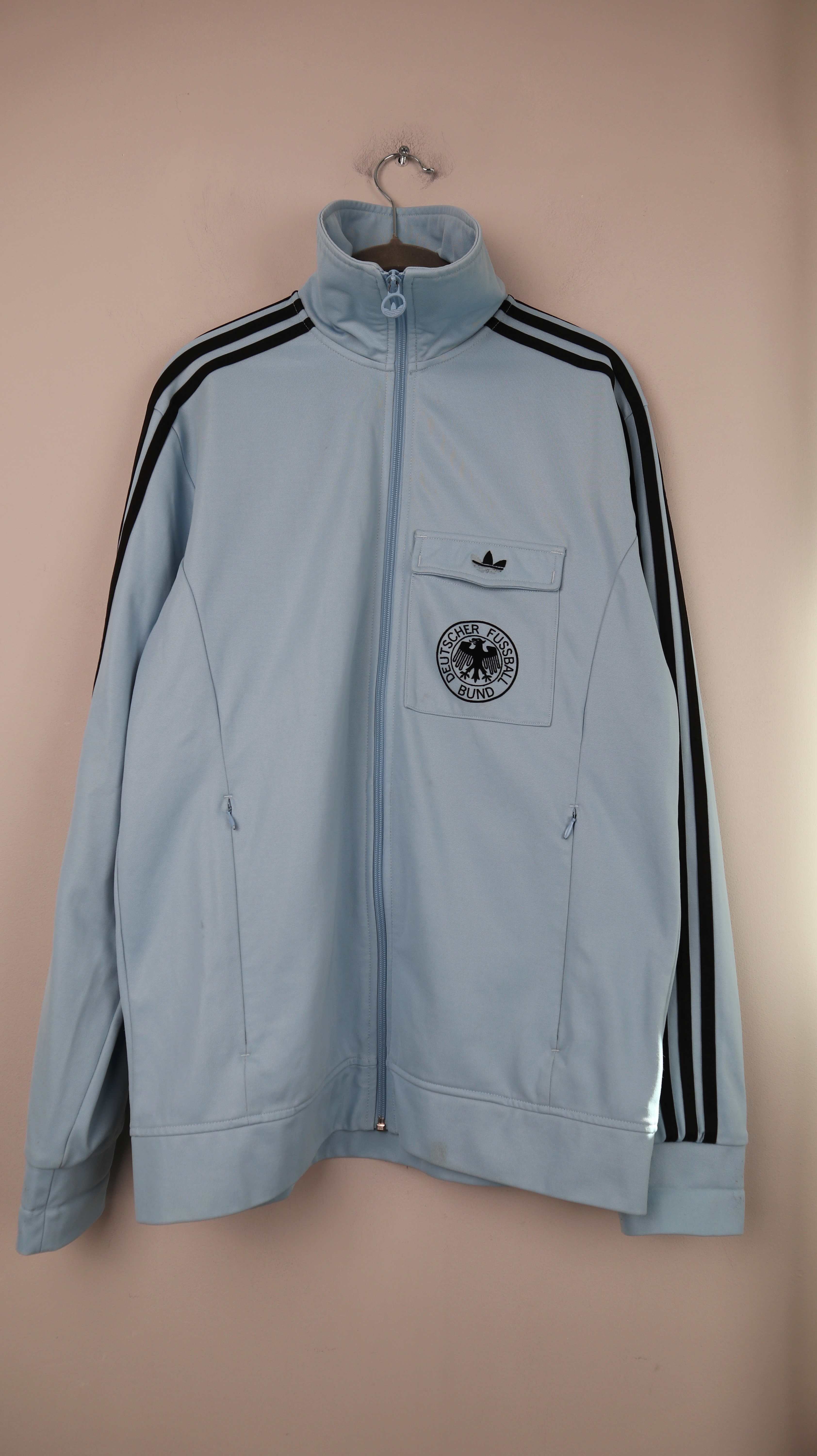 Adidas Jacke L Blau Hellblau DFB Fußballjacke Trainingsjacke