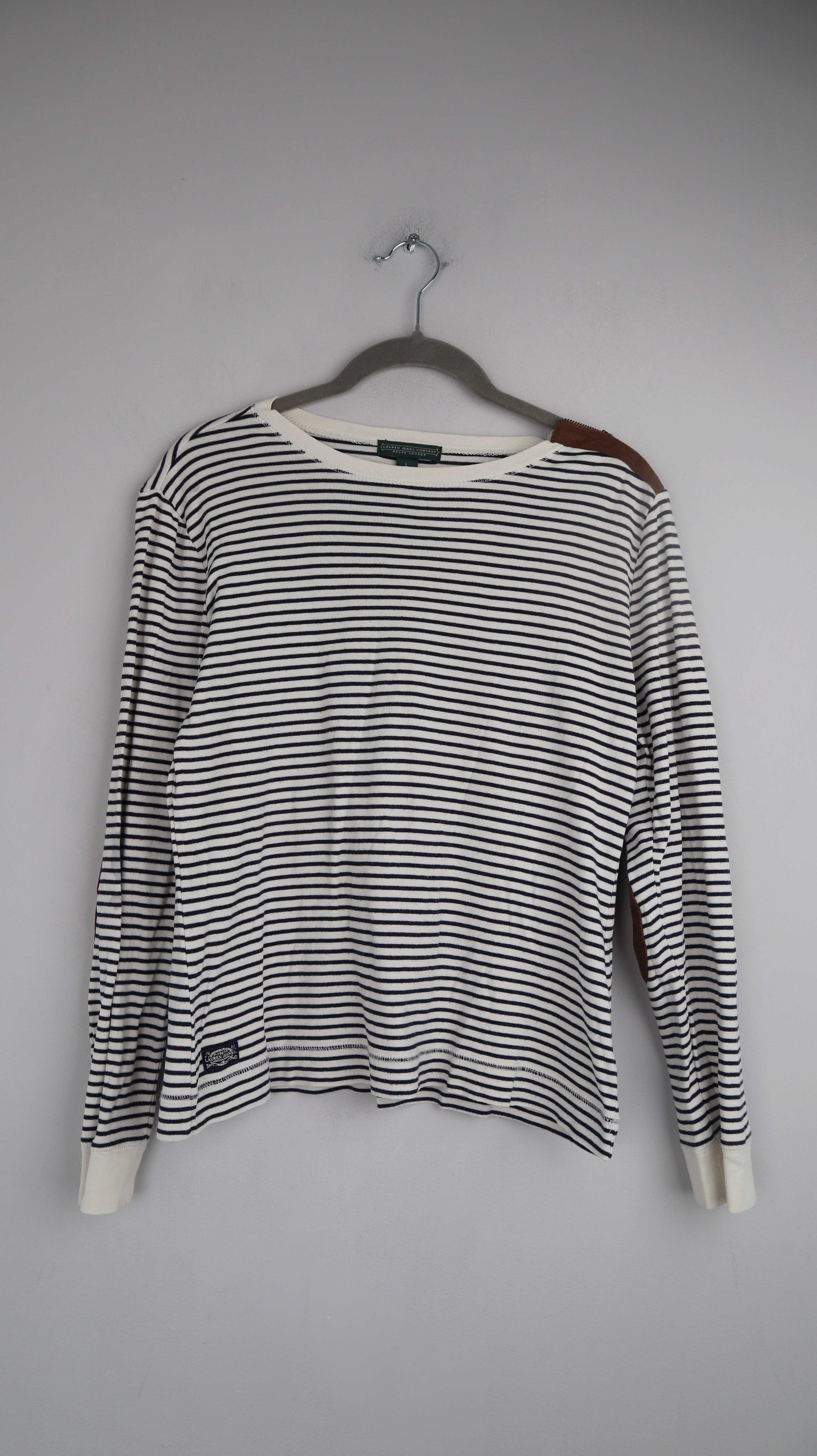 Ralph Lauren Shirt Longsleeve weiß schwarz Polo Oberteil Pullover gestreift L