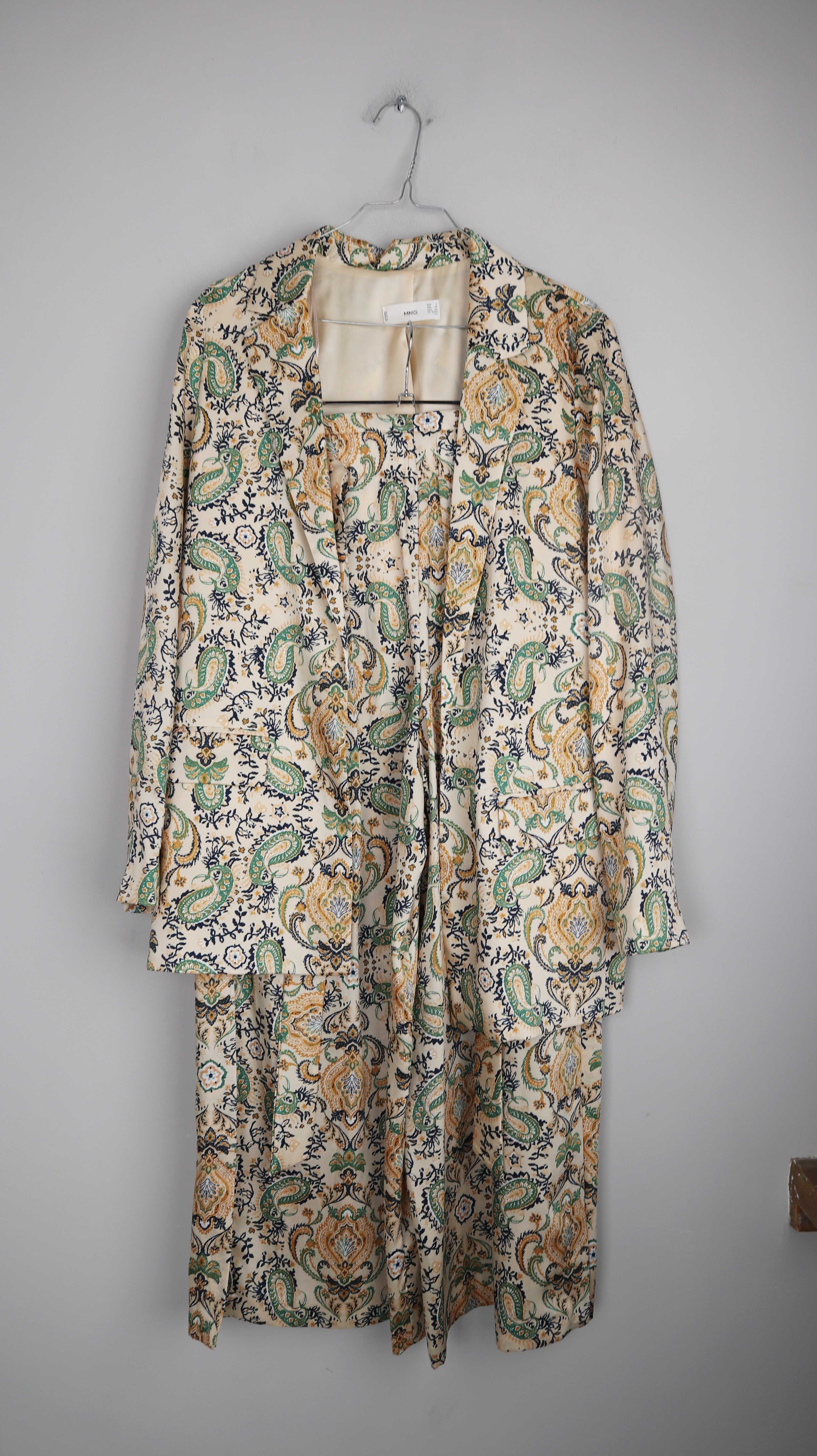 Mango Set Anzug Blazer Hose gelb grün 36 S Sommerset