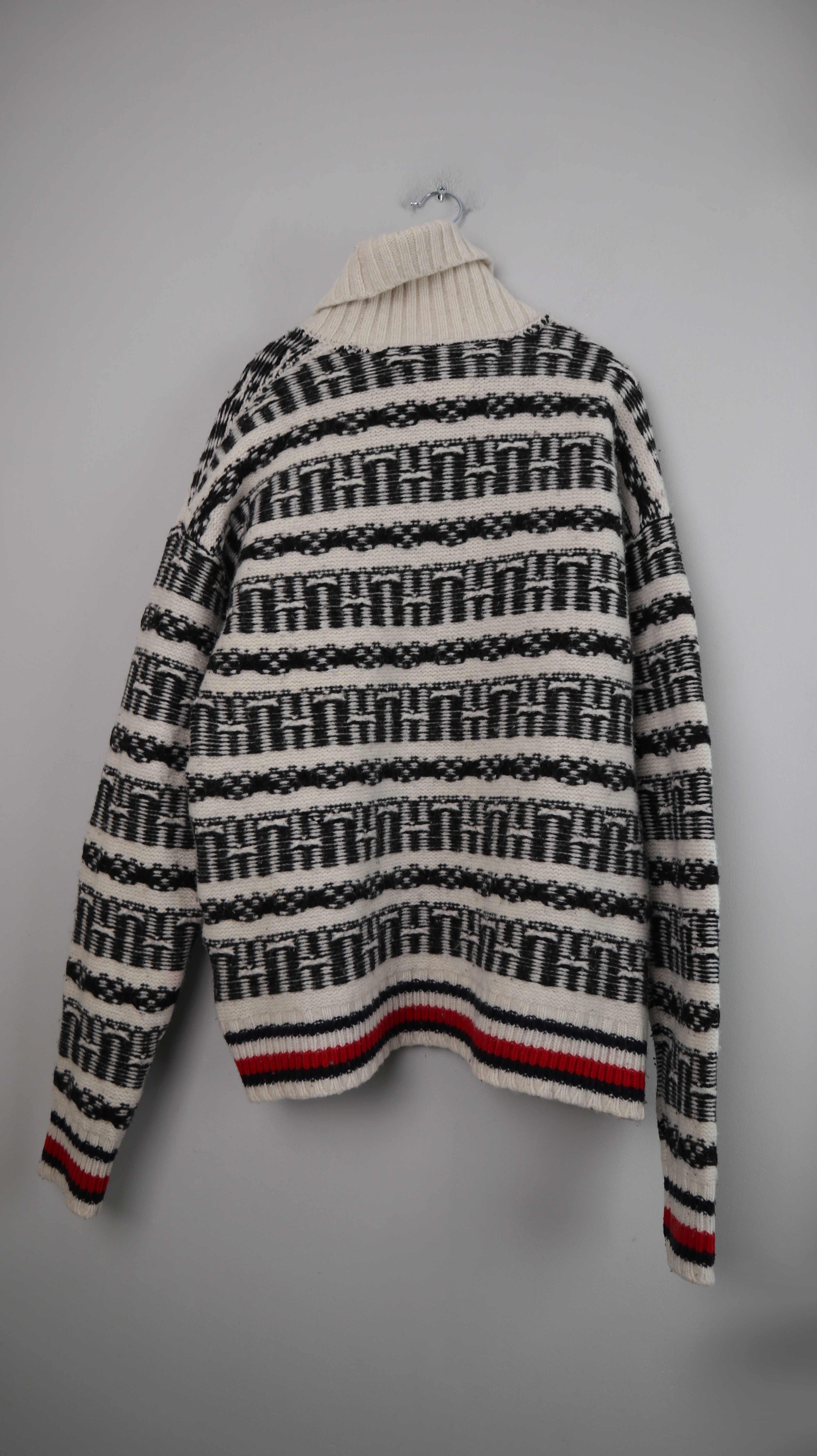 Tommy Hilfiger Wollpullover gestreift Rollkragenpullover XL schwarz weiß