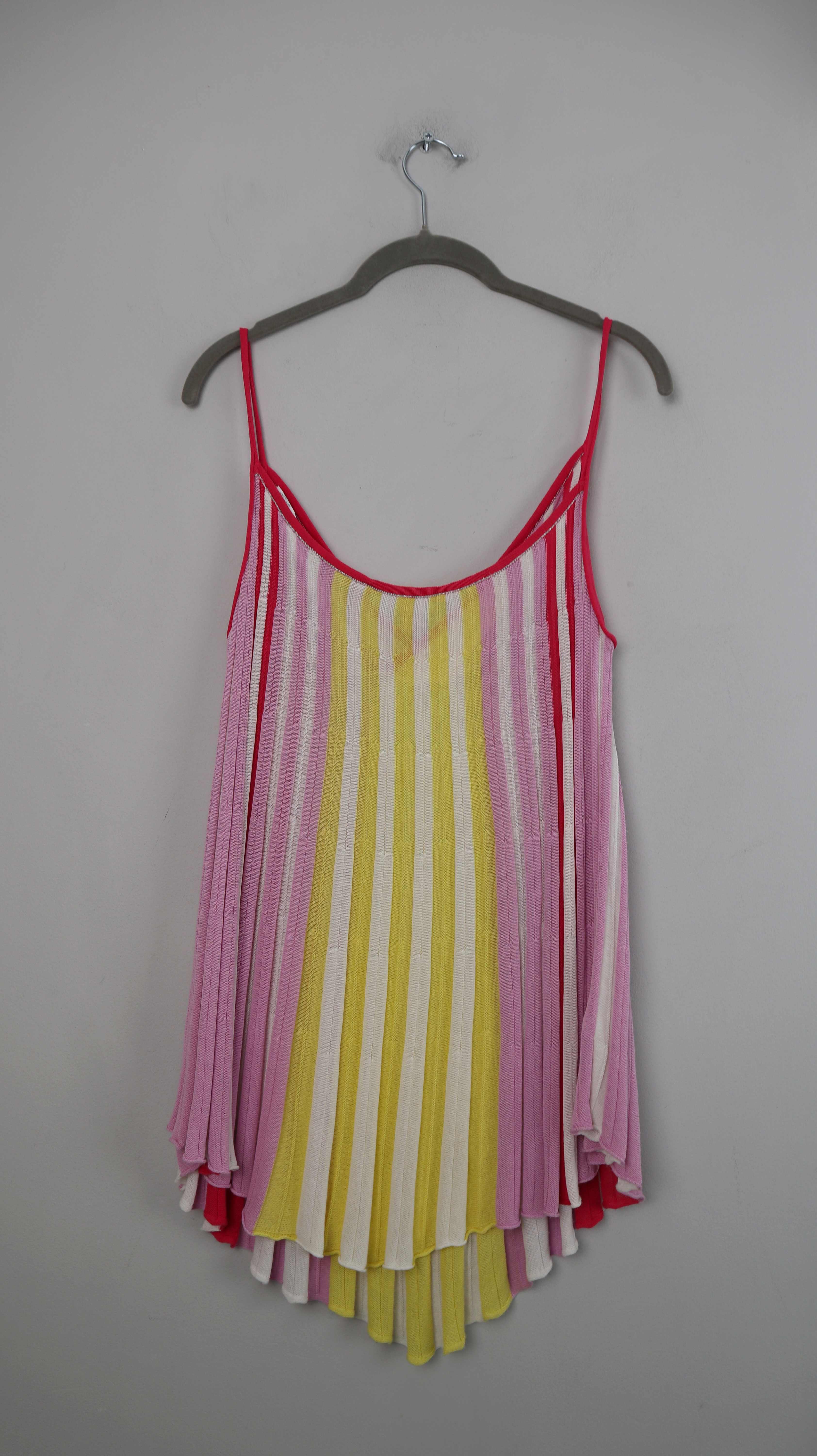 Miss Sixty Top rosa gelb 36 S Tanktop Vintage 90s gestreift