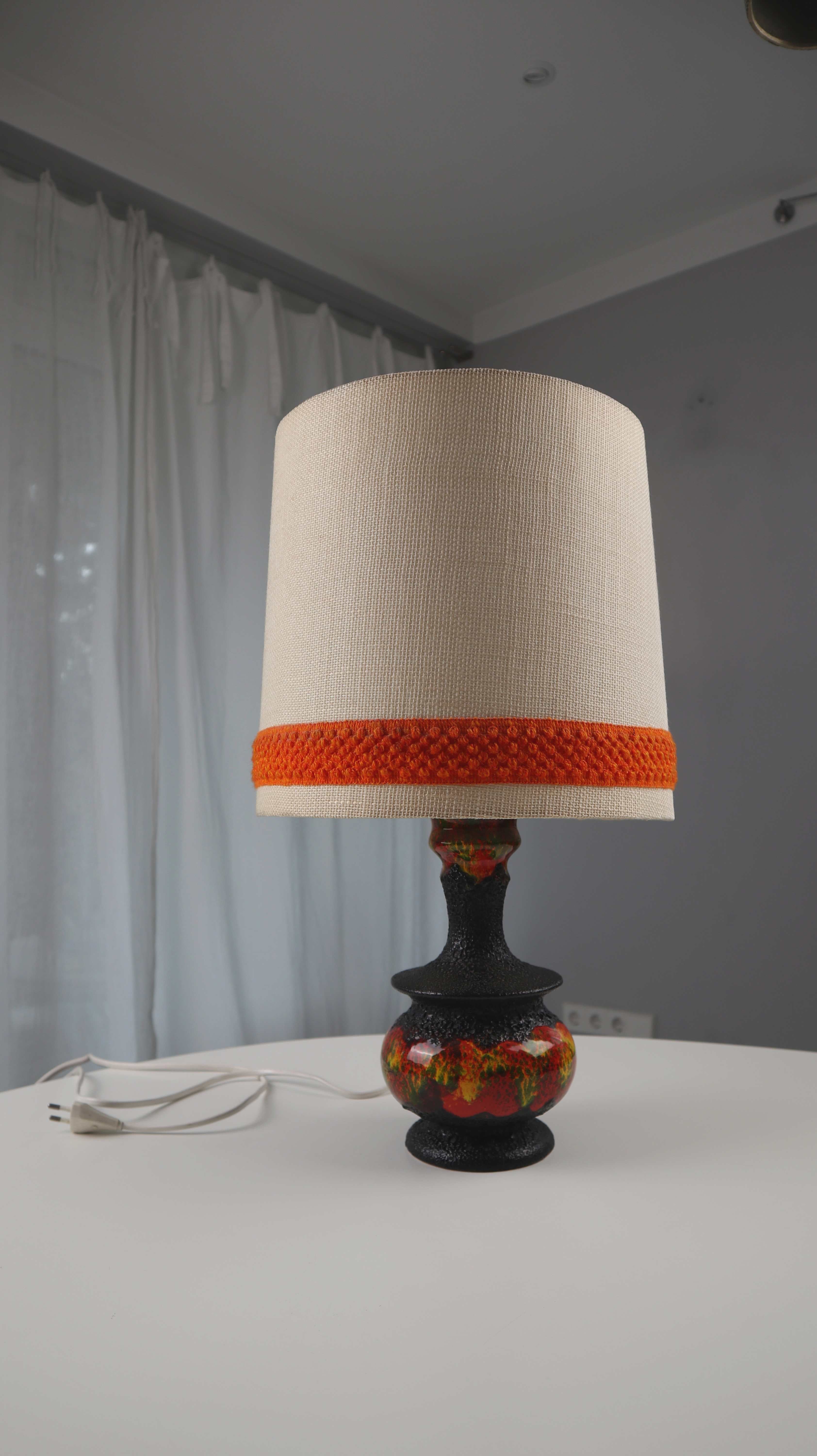 Vintage Retro Lampe Tischlampe 70er Orange Beige Johnny Schwarz