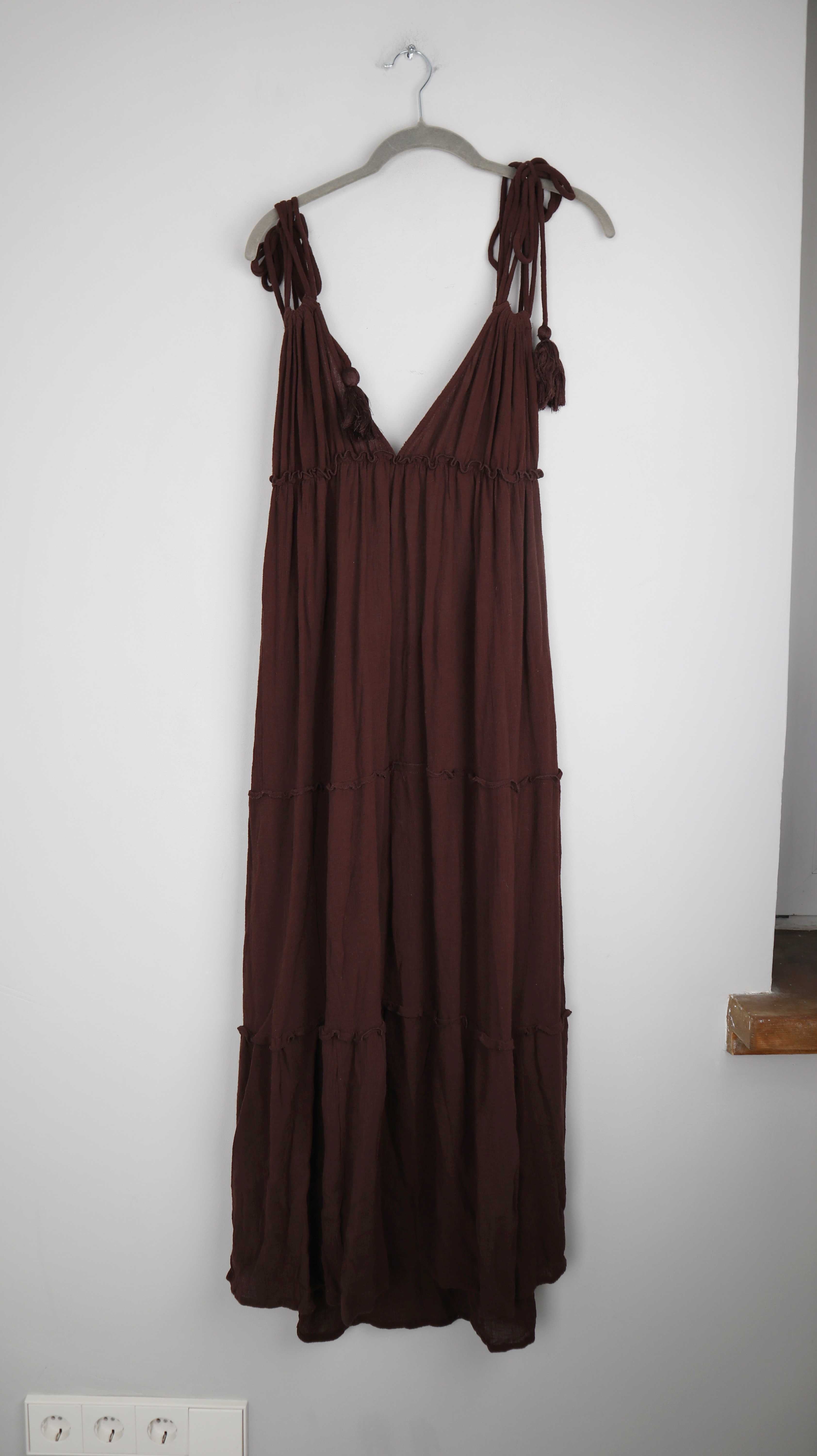 Pull & Bear Maxikleid braun neu XL 42 Sommerkleid Dunkelbraun
