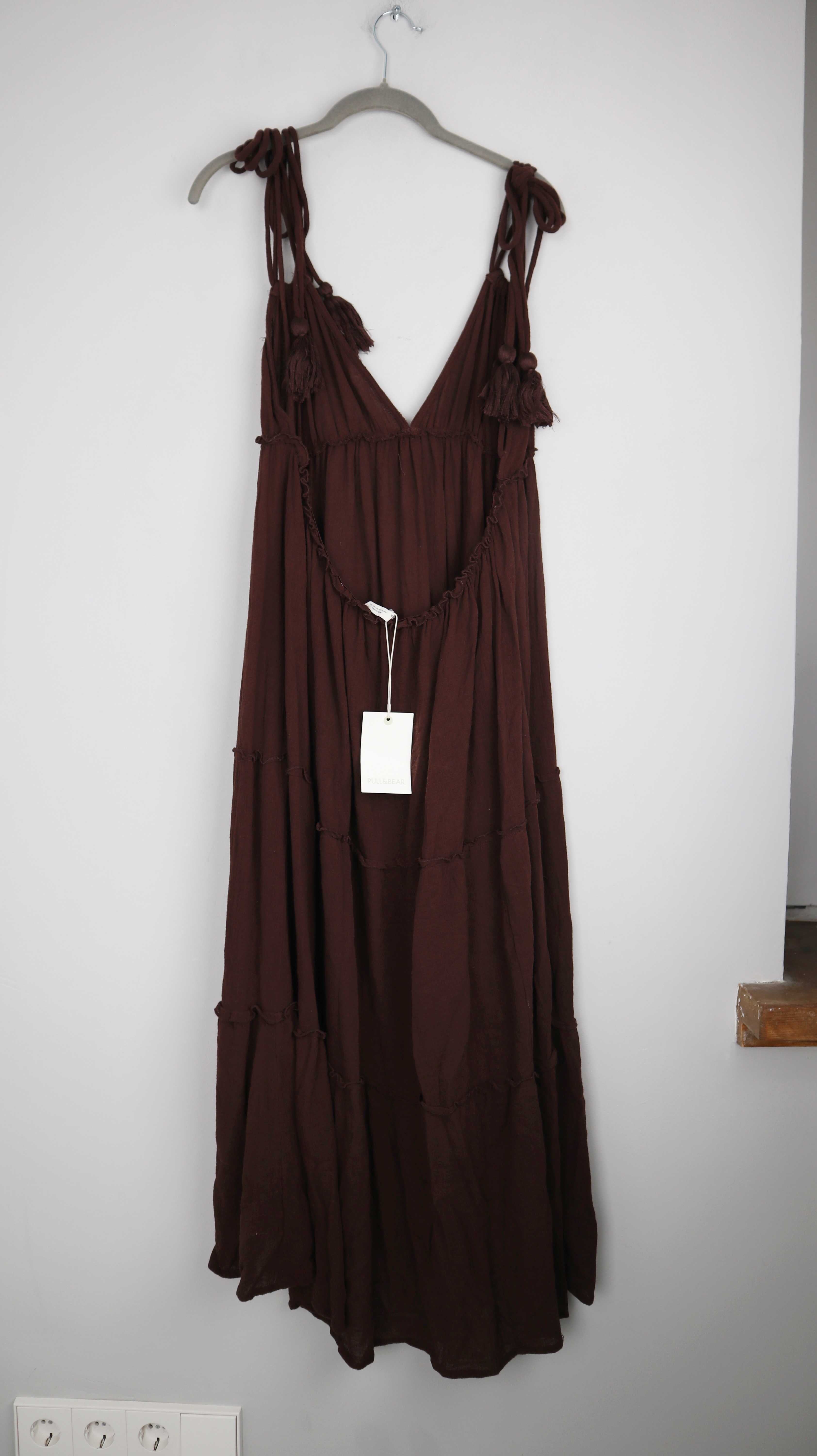 Pull & Bear Maxikleid braun neu XL 42 Sommerkleid Dunkelbraun
