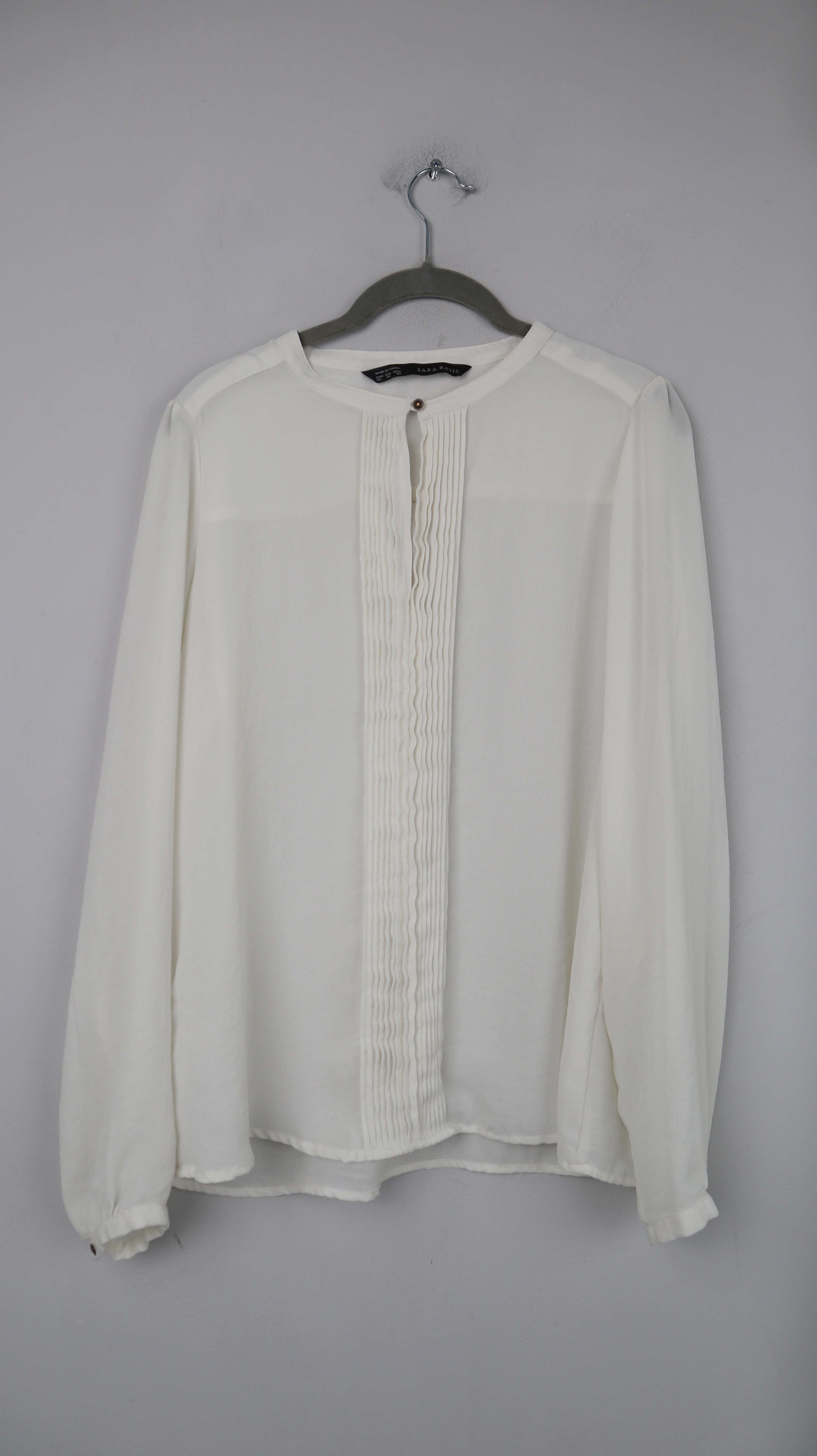 Zara basic Bluse Creme einfarbig 38 M XL Hemd