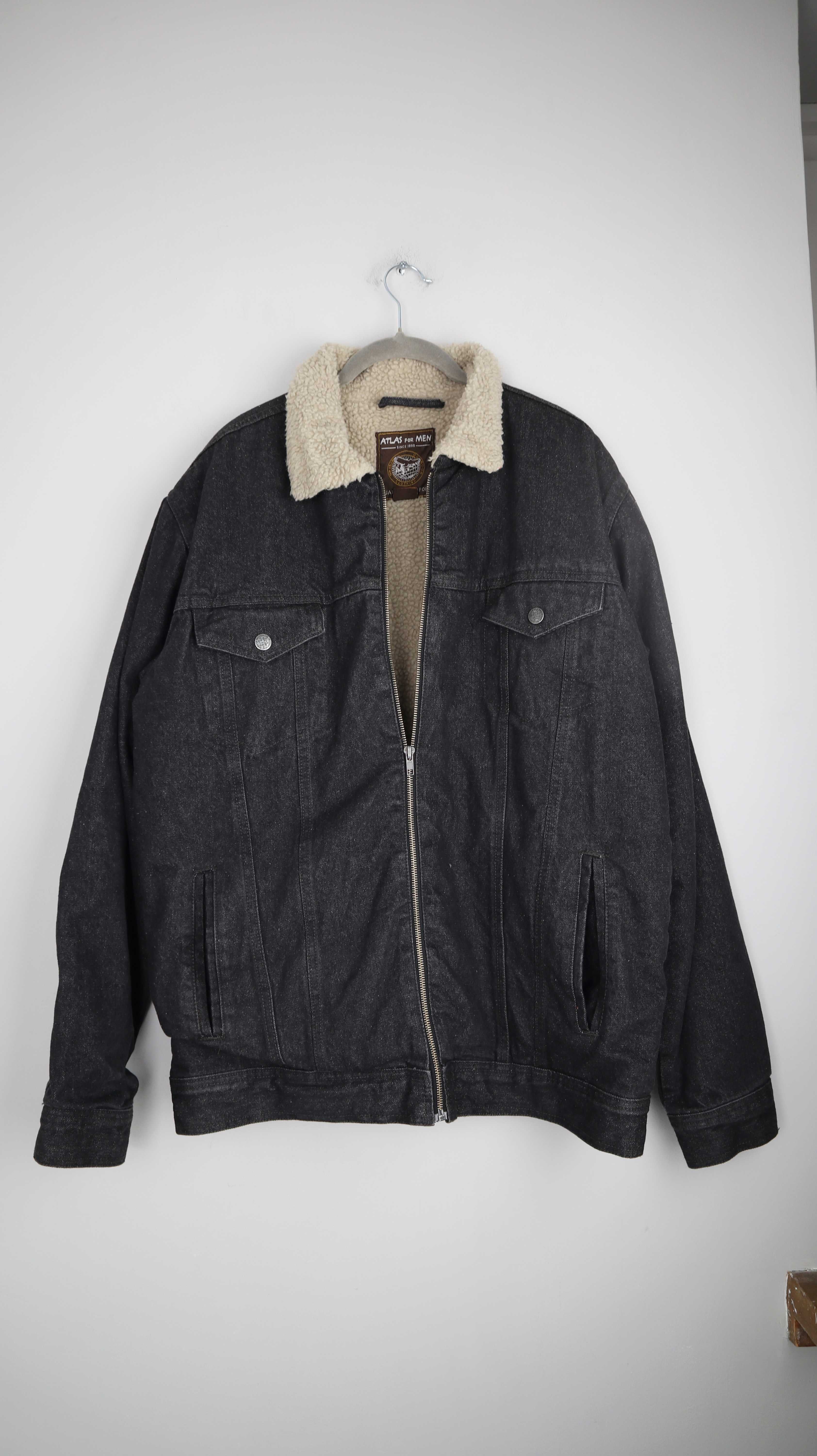 Atlas for Men Truckerjacke Jeansjacke dunkelgrau Grau XL gefüttert