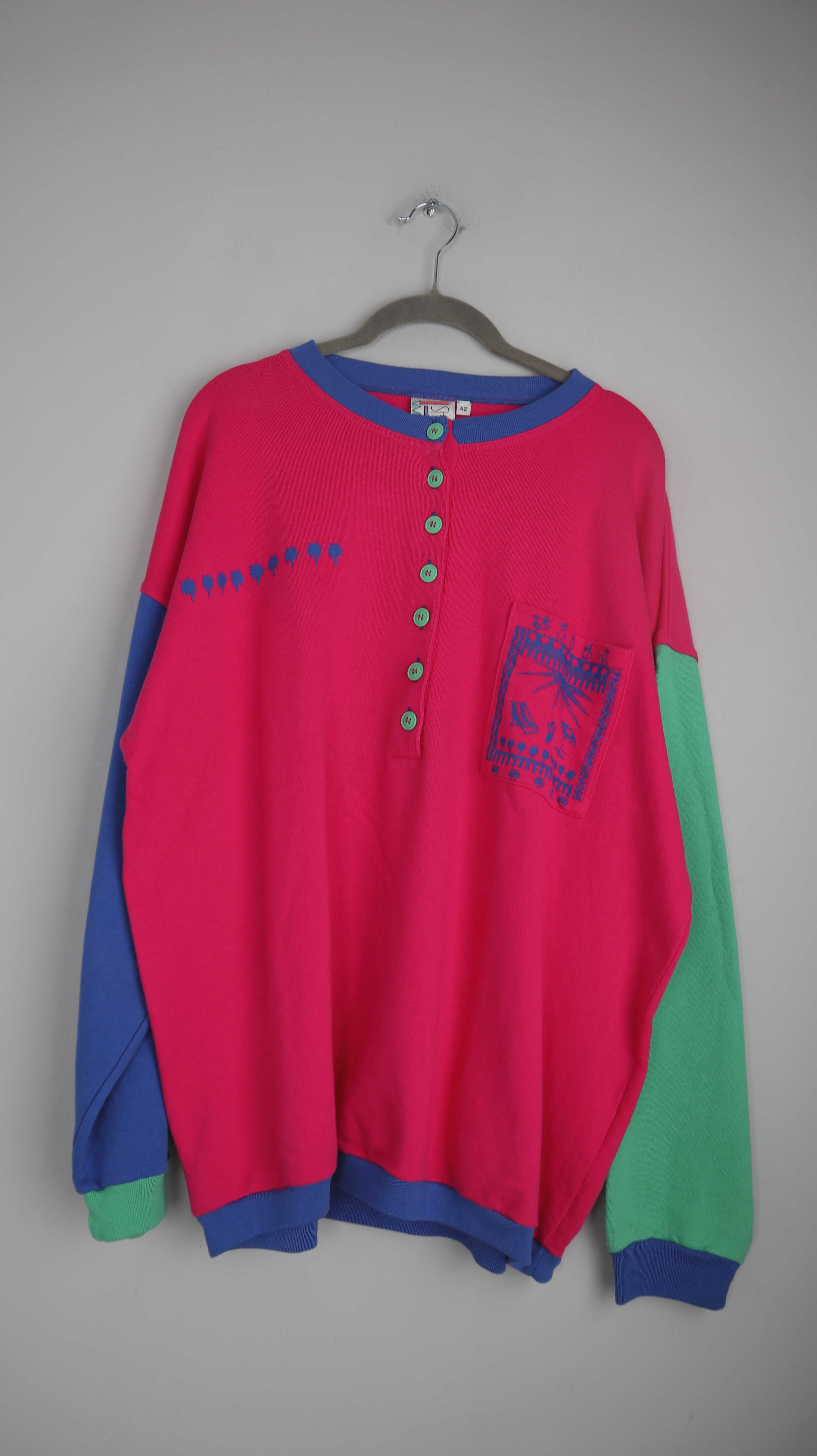 Lecomte Pullover Pink Grün true Vintage neu Sweater Oberteil 90s
