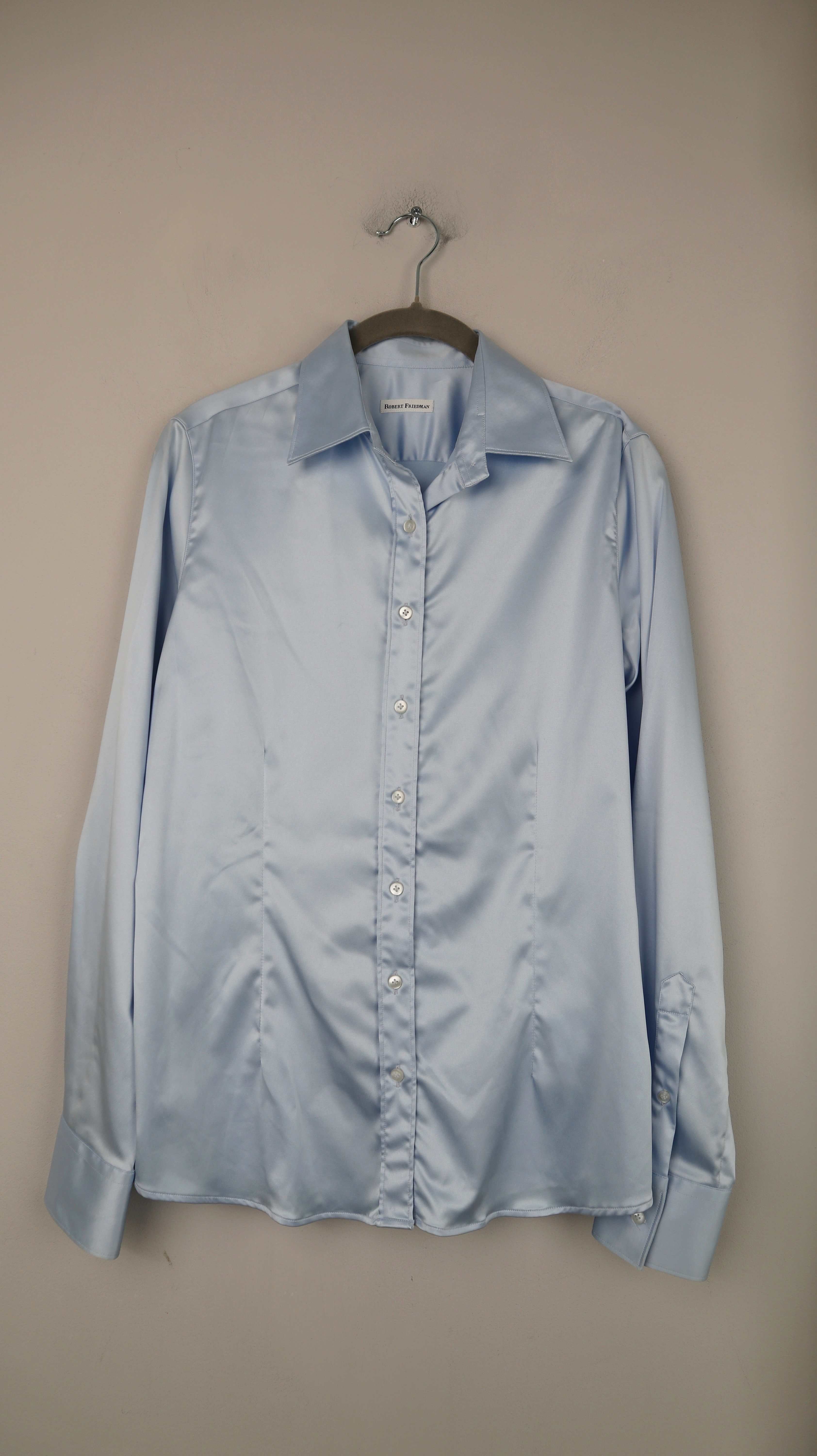 Robert Friedmann Bluse Blau Hellblau 38 M Langärmlig