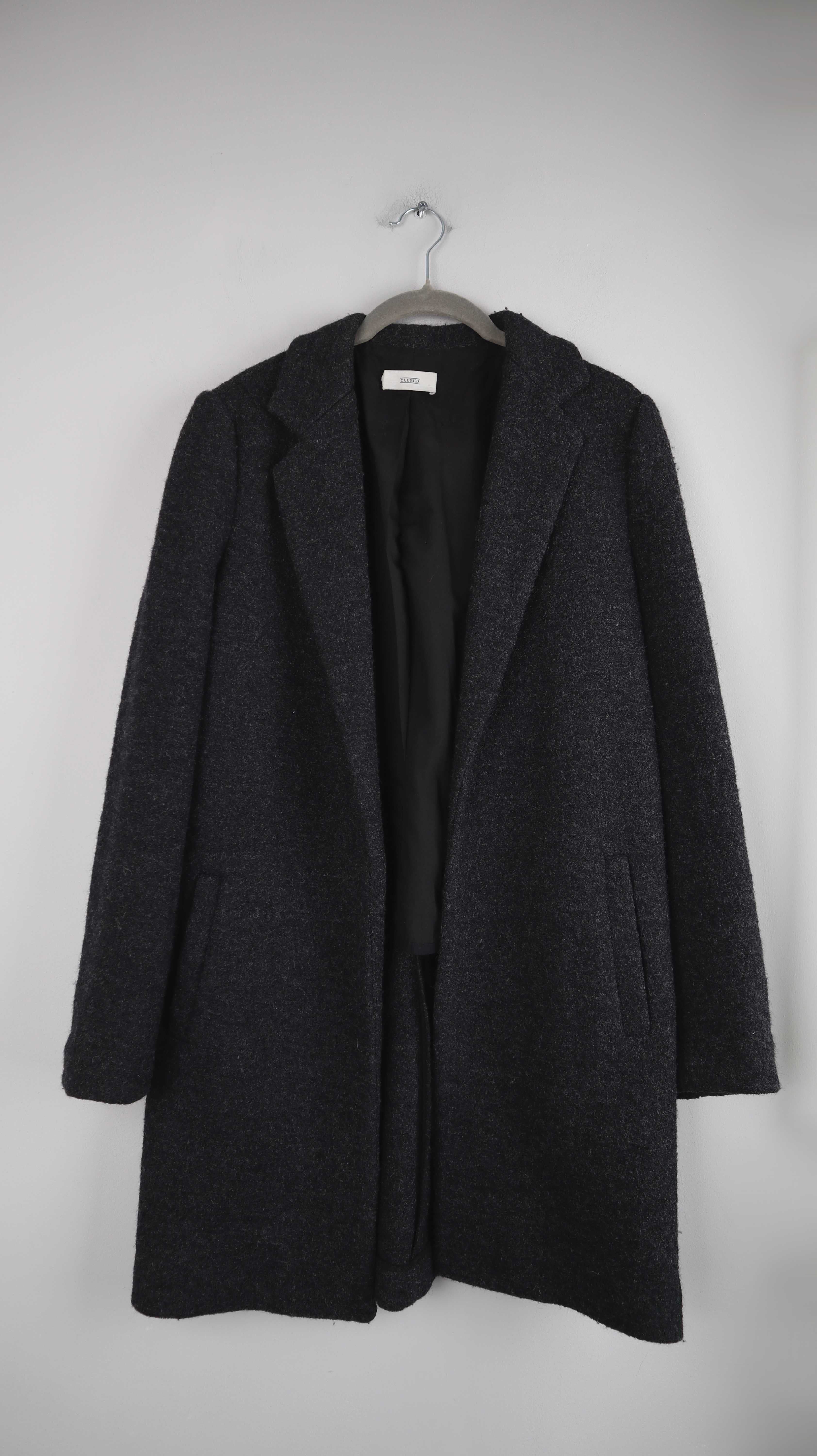 Closed Mantel Grau Schurwolle Wollmantel 38 M Midi Staubmantel