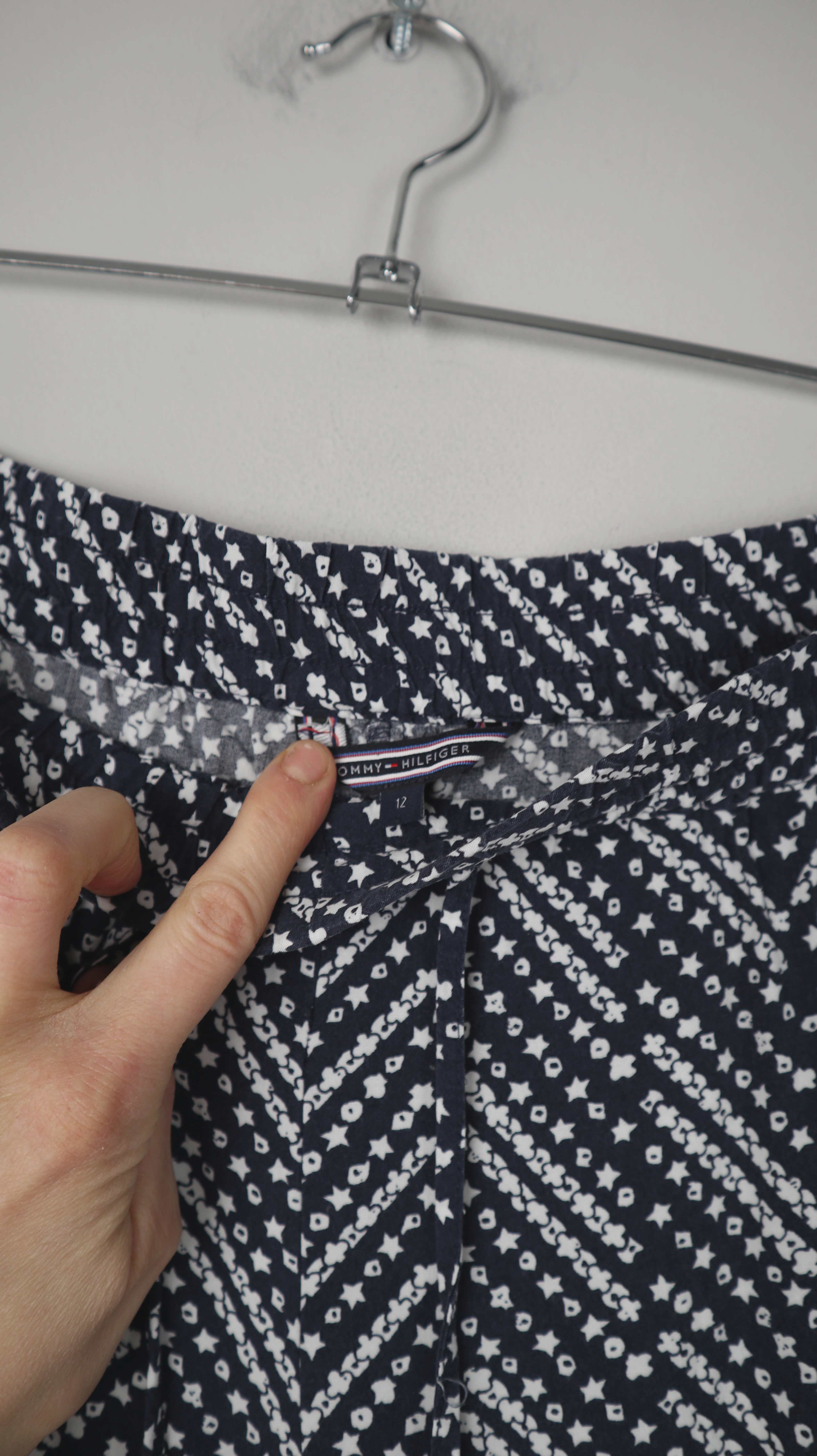 Tommy Hilfiger Hose blau weiß gemustert 12 40 L 42 Stoffhose Chino Haremshose