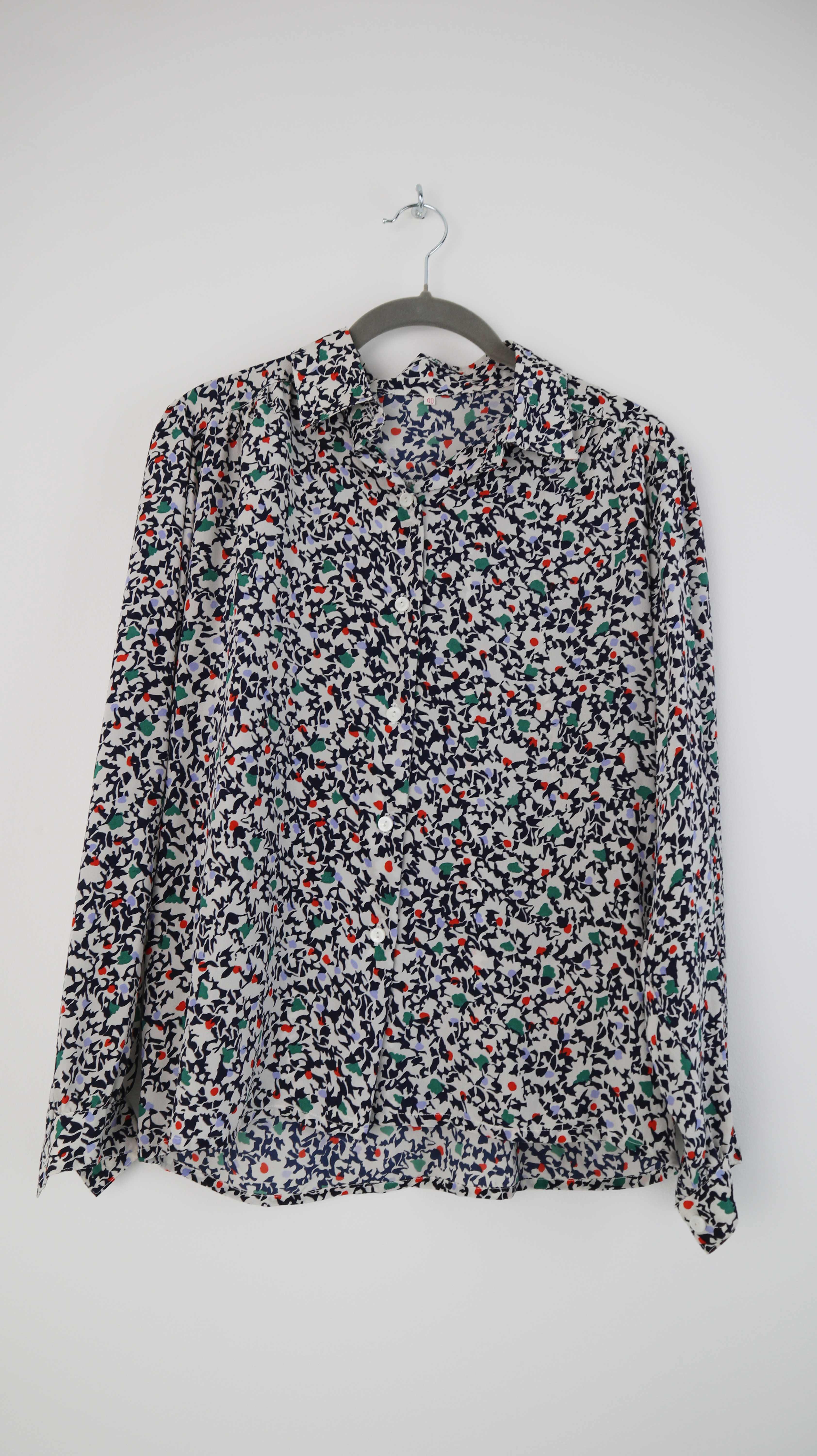 True Vintage Bluse 40 L Hemd Blumen langarm