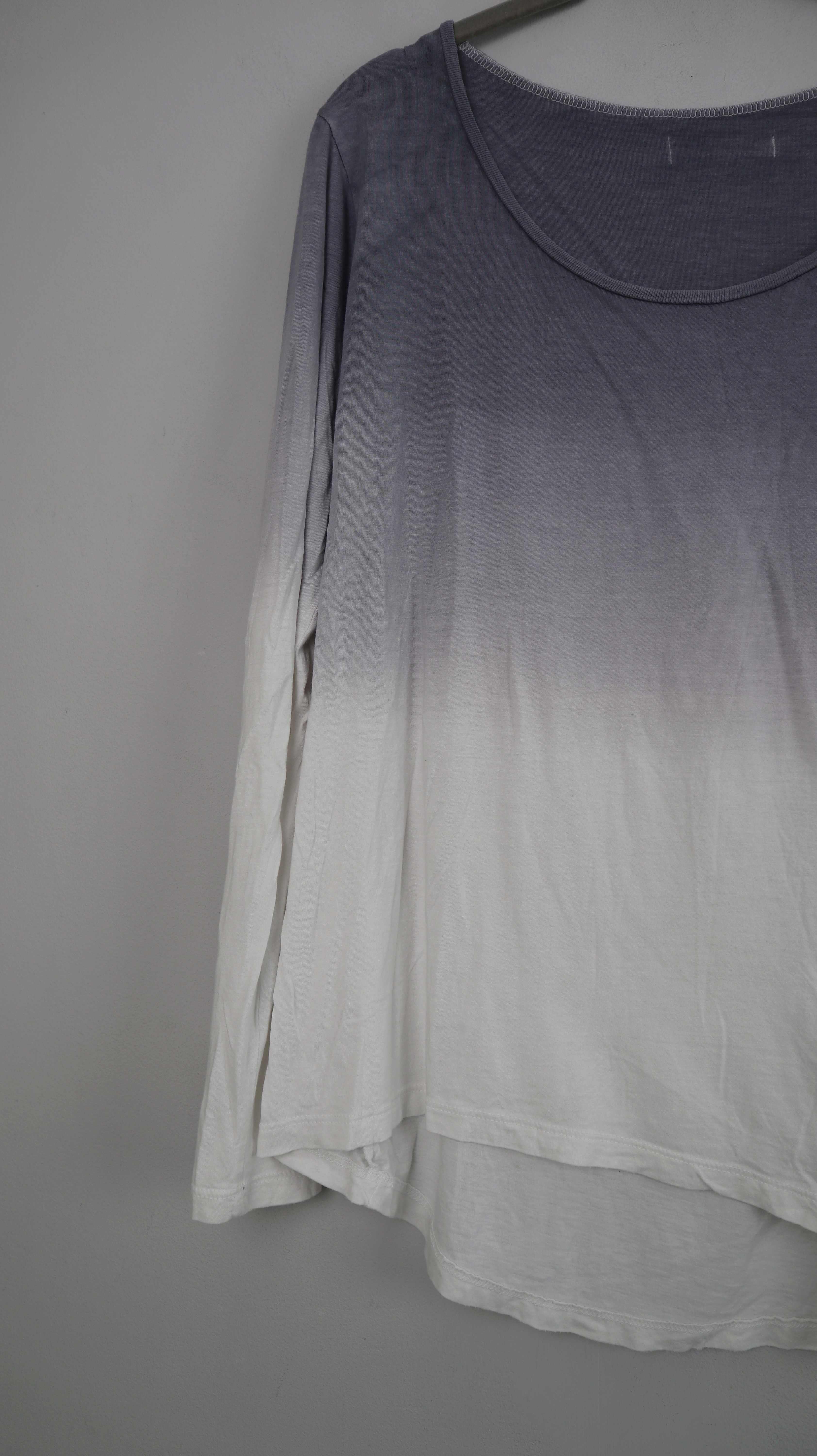 Longsleeve Shirt weiß grau 38 M batik Oberteil Baumwolle