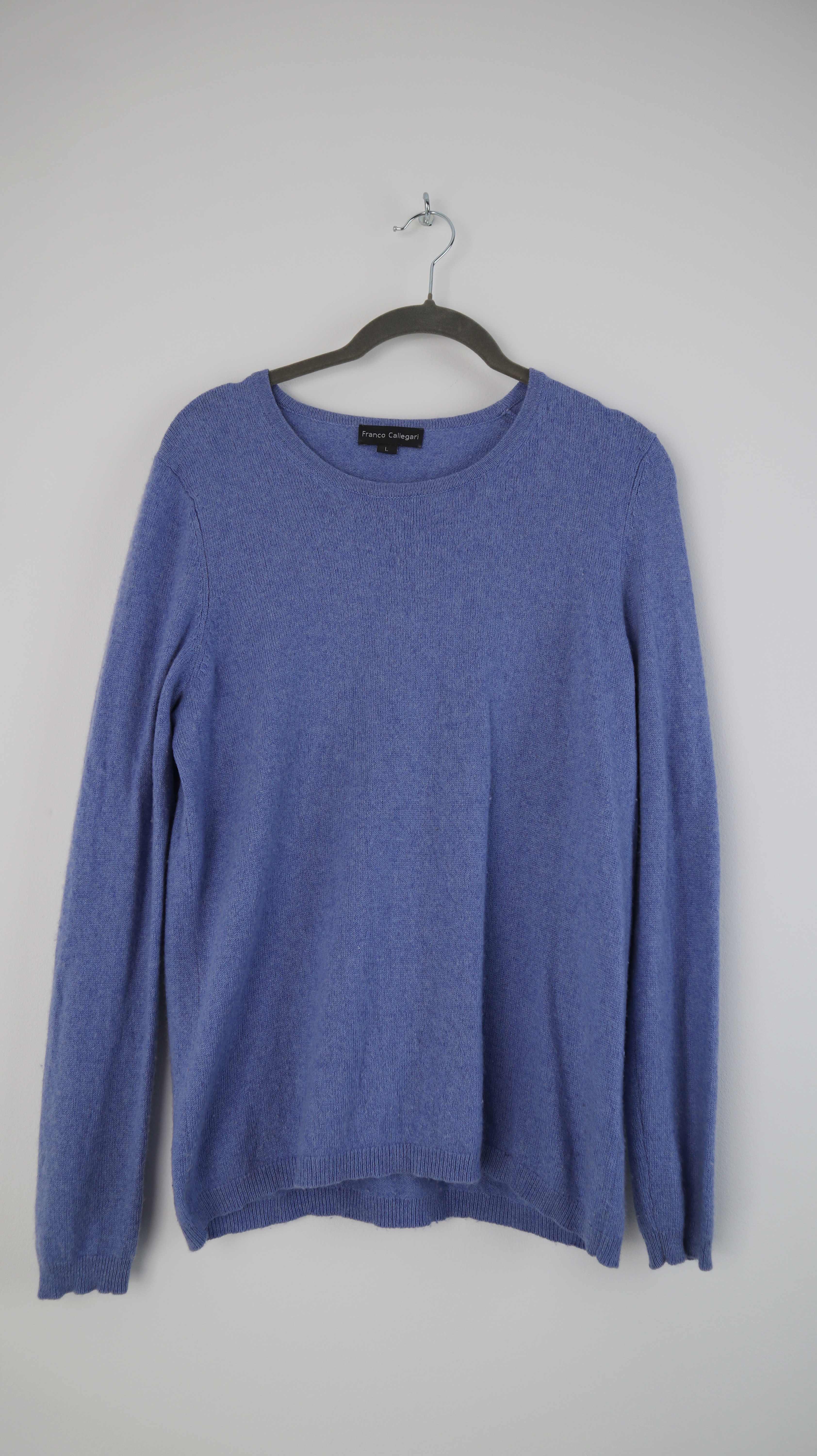 Franco Callegari Pullover Sweater Blau 40 L Cashmere Seide uni basic