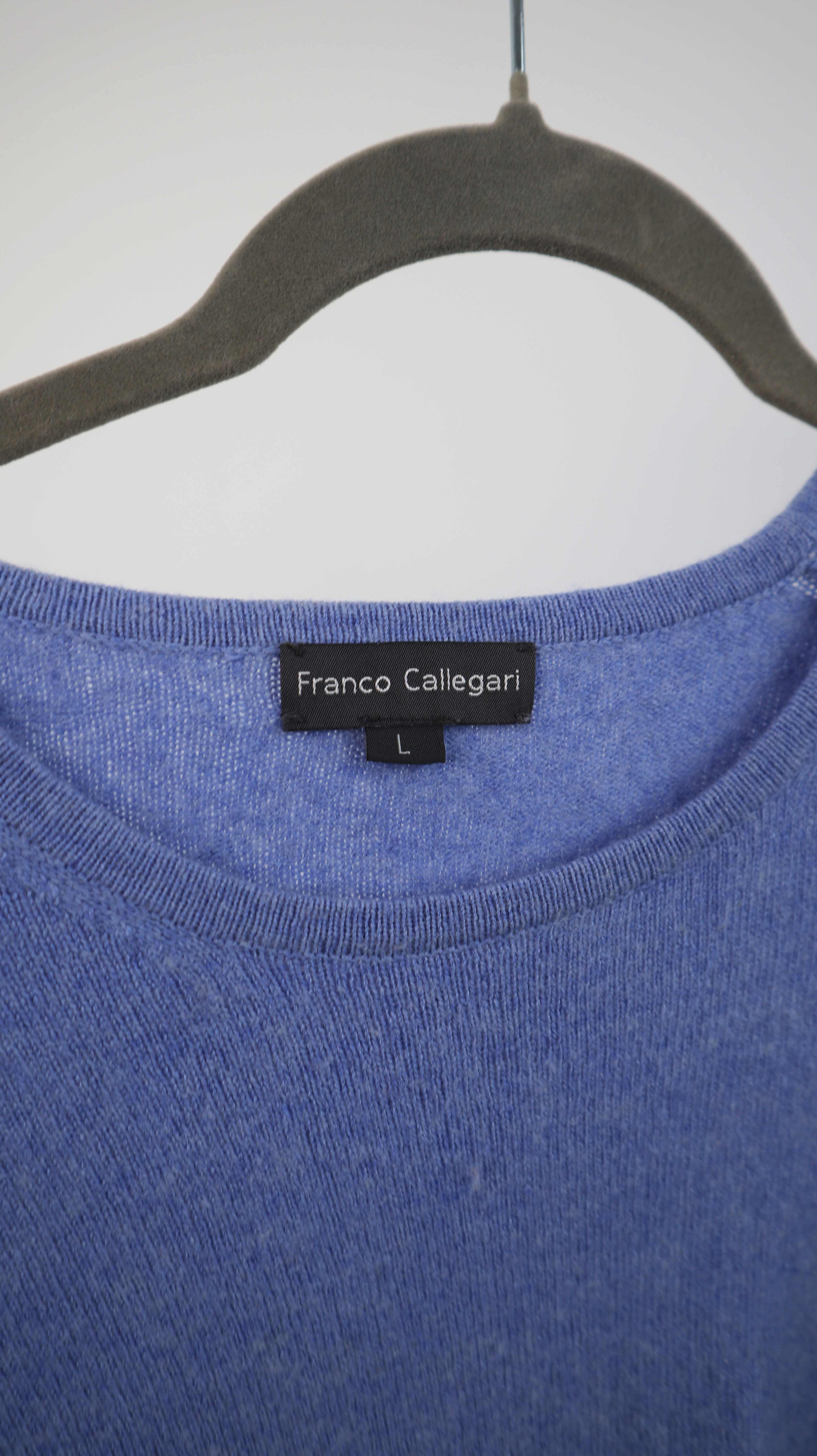 Franco Callegari Pullover Sweater Blau 40 L Cashmere Seide uni basic