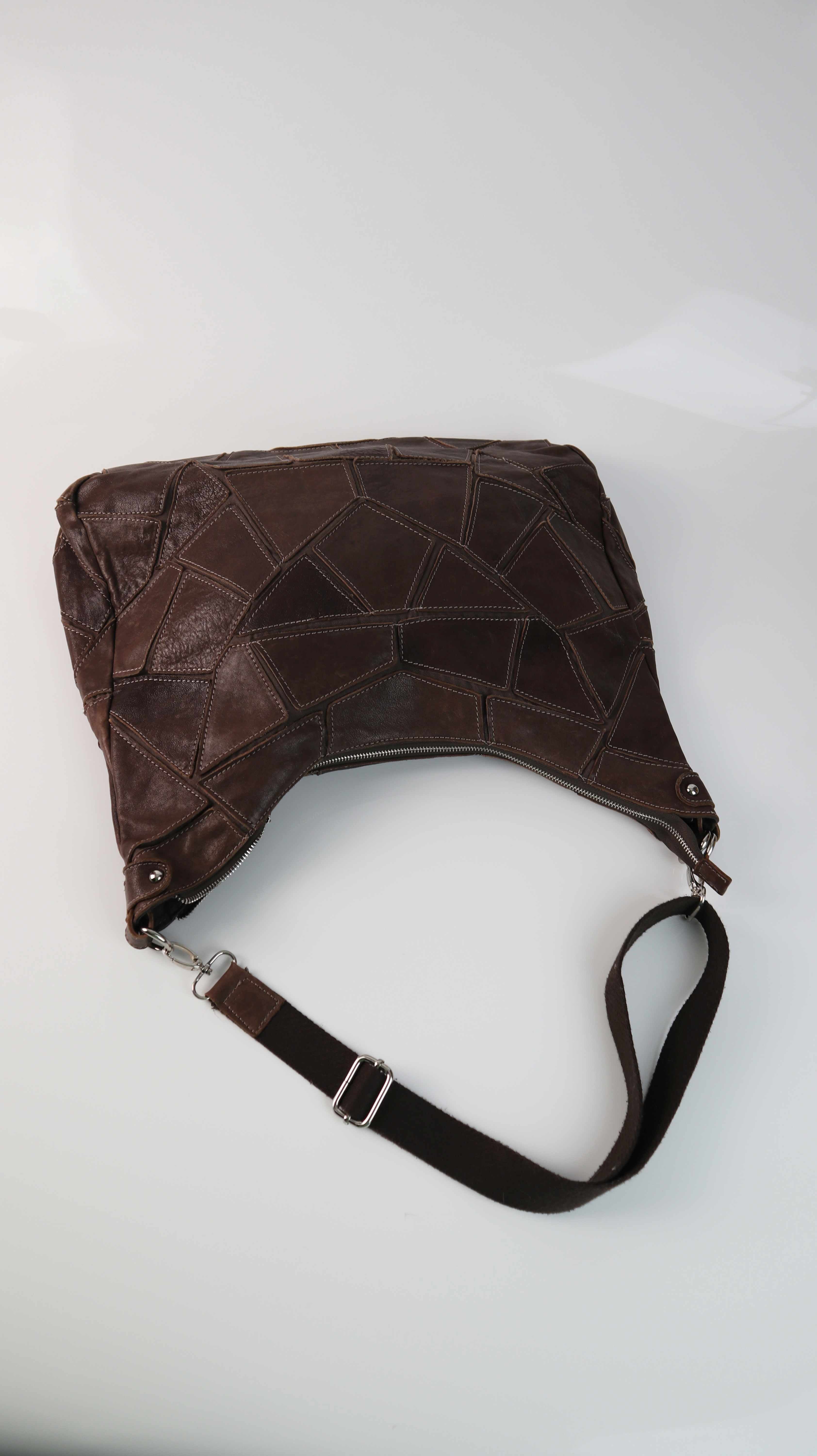 L. Credi Tasche Ledertasche braun Patches Dunkelbraun