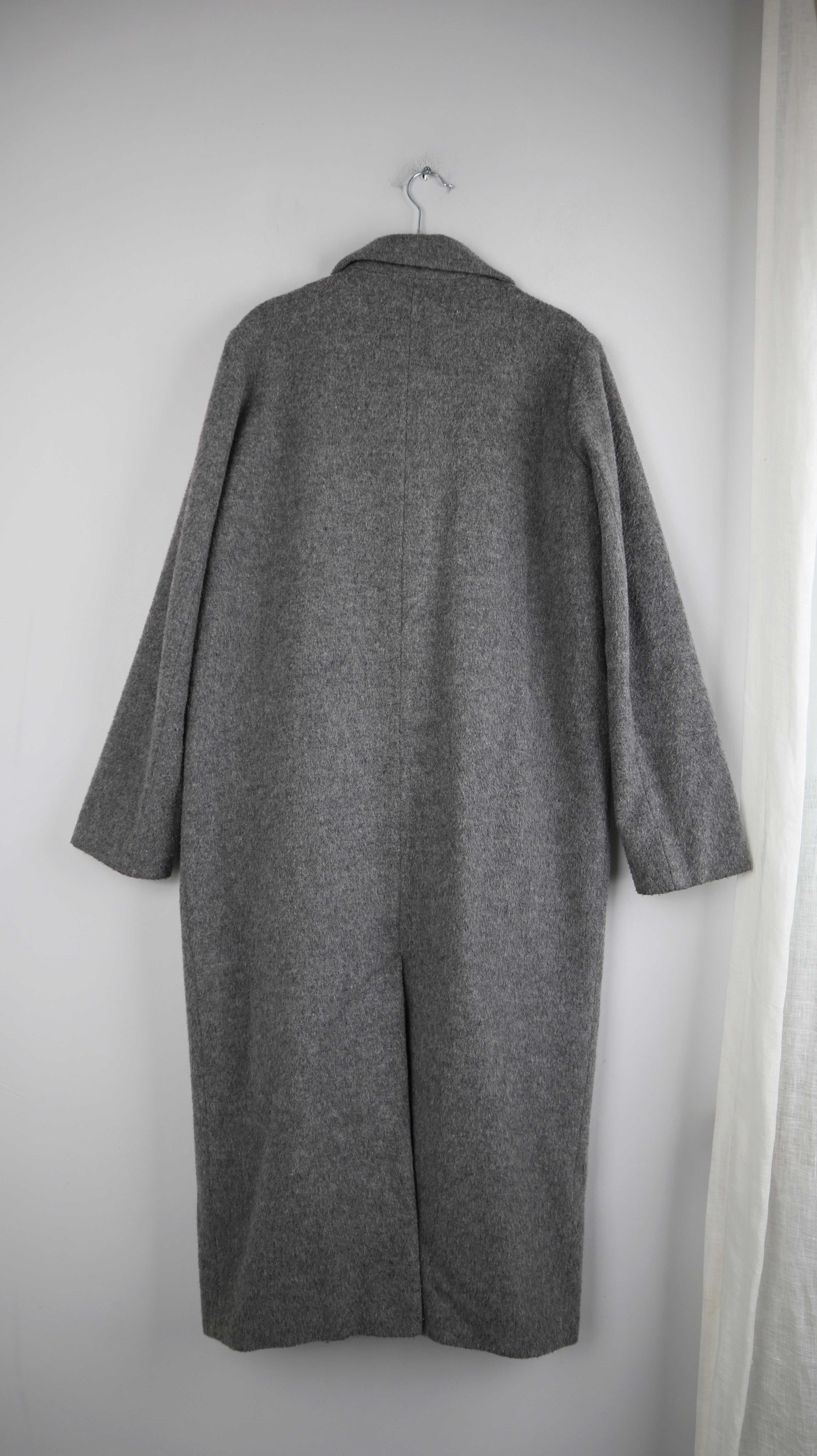 Edited Mantel Grau 38 M Schurwolle Wolle Wollmantel Caban Jacke Lang