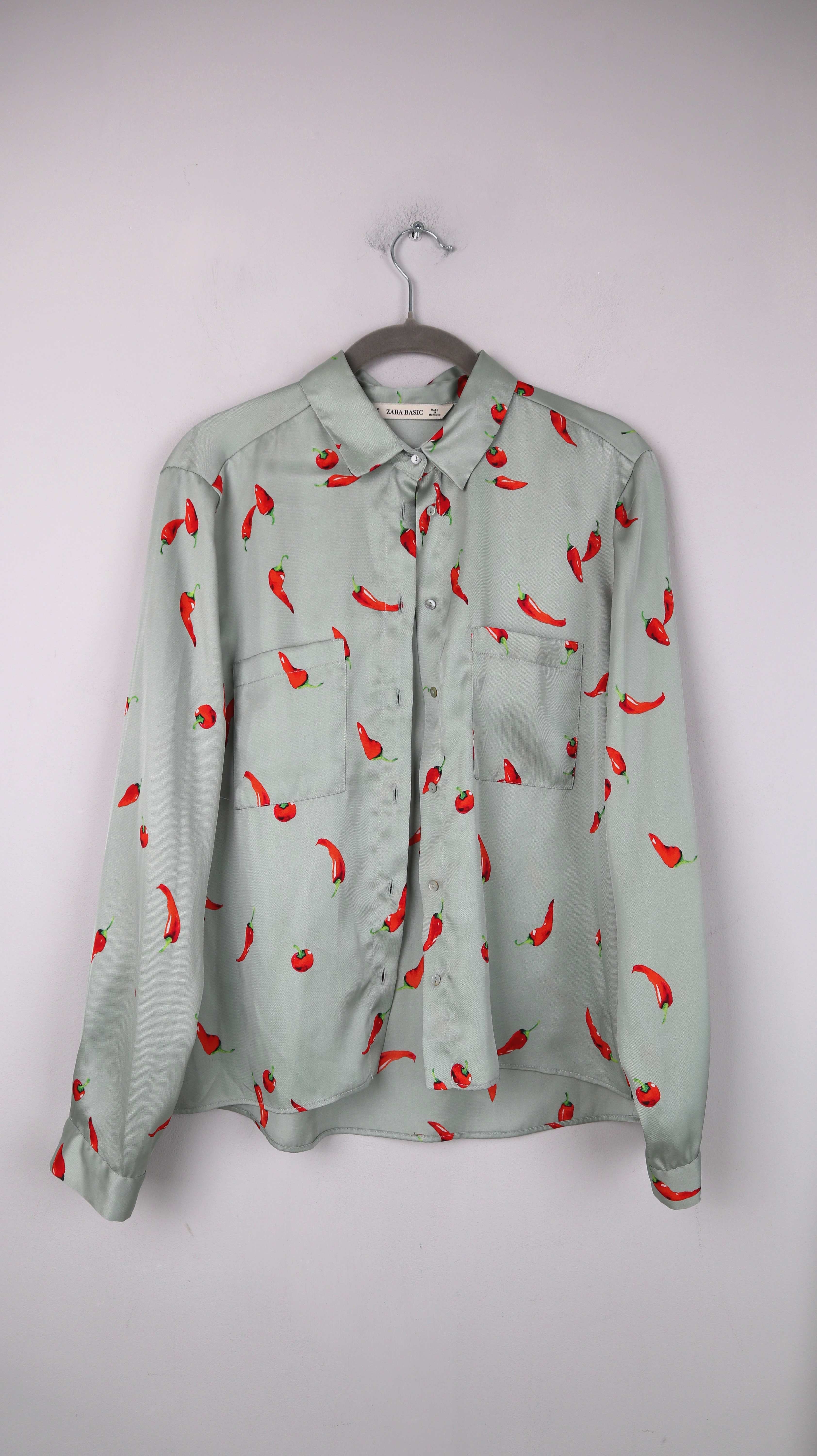 Zara Bluse Türkis Grün Chilli 38 M Ror Chillis Hemd Langarm Pastell