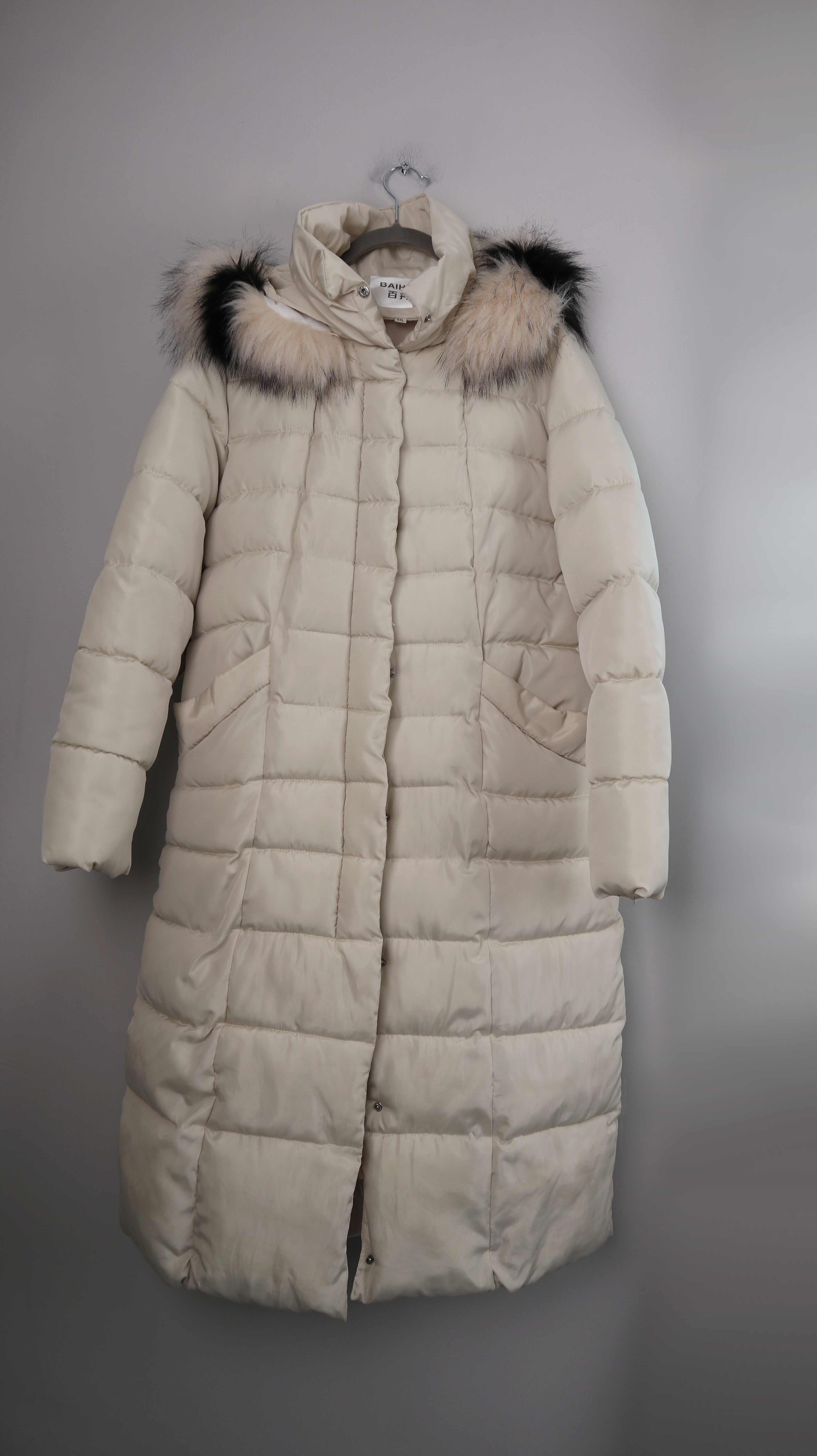 Mantel Steppmantel Creme Beige 38 M lang Wintermantel 40 L