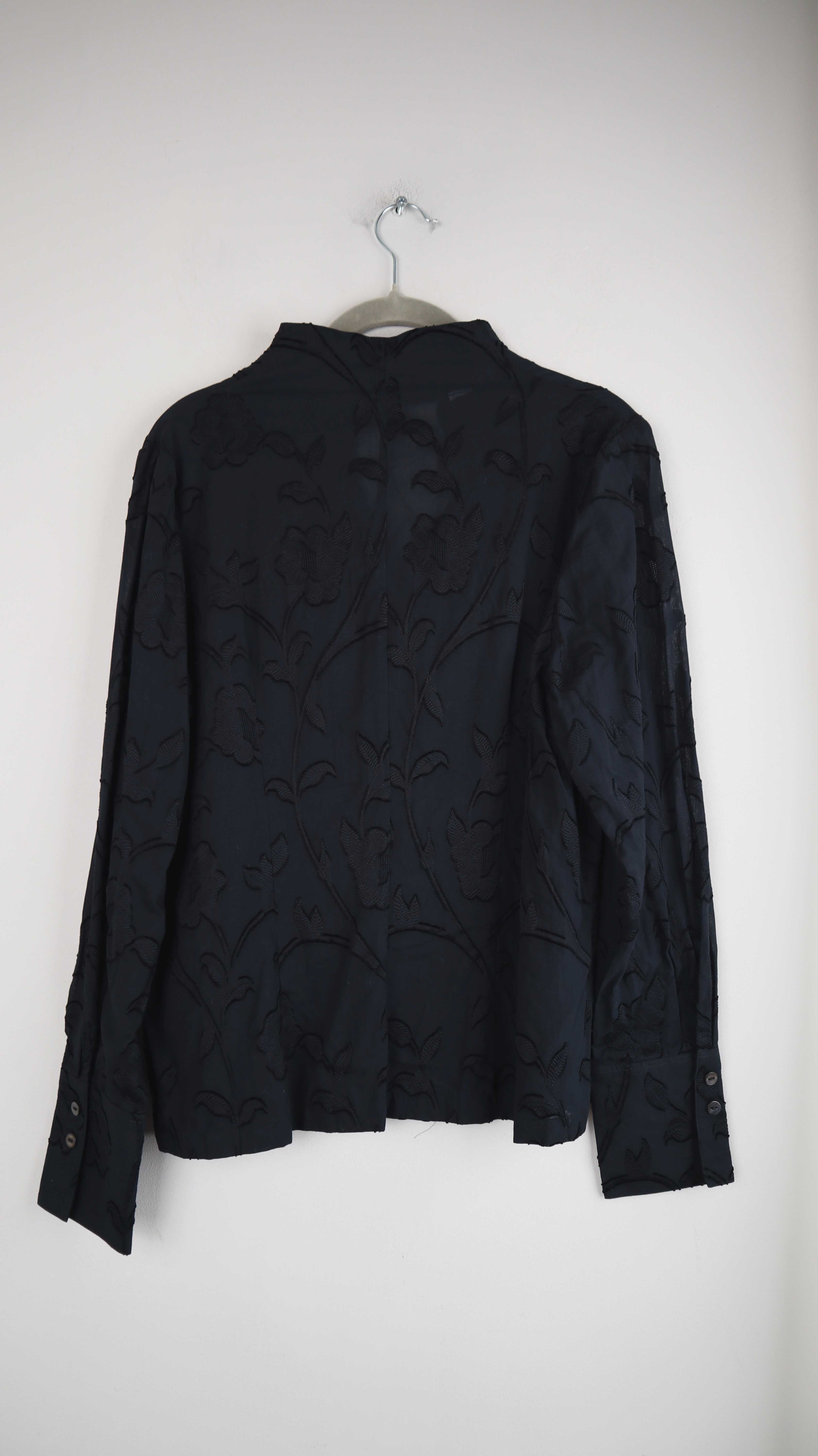 B.M. company Bluse Hemd schwarz bestickt 38 M blousemakers Stehkragen