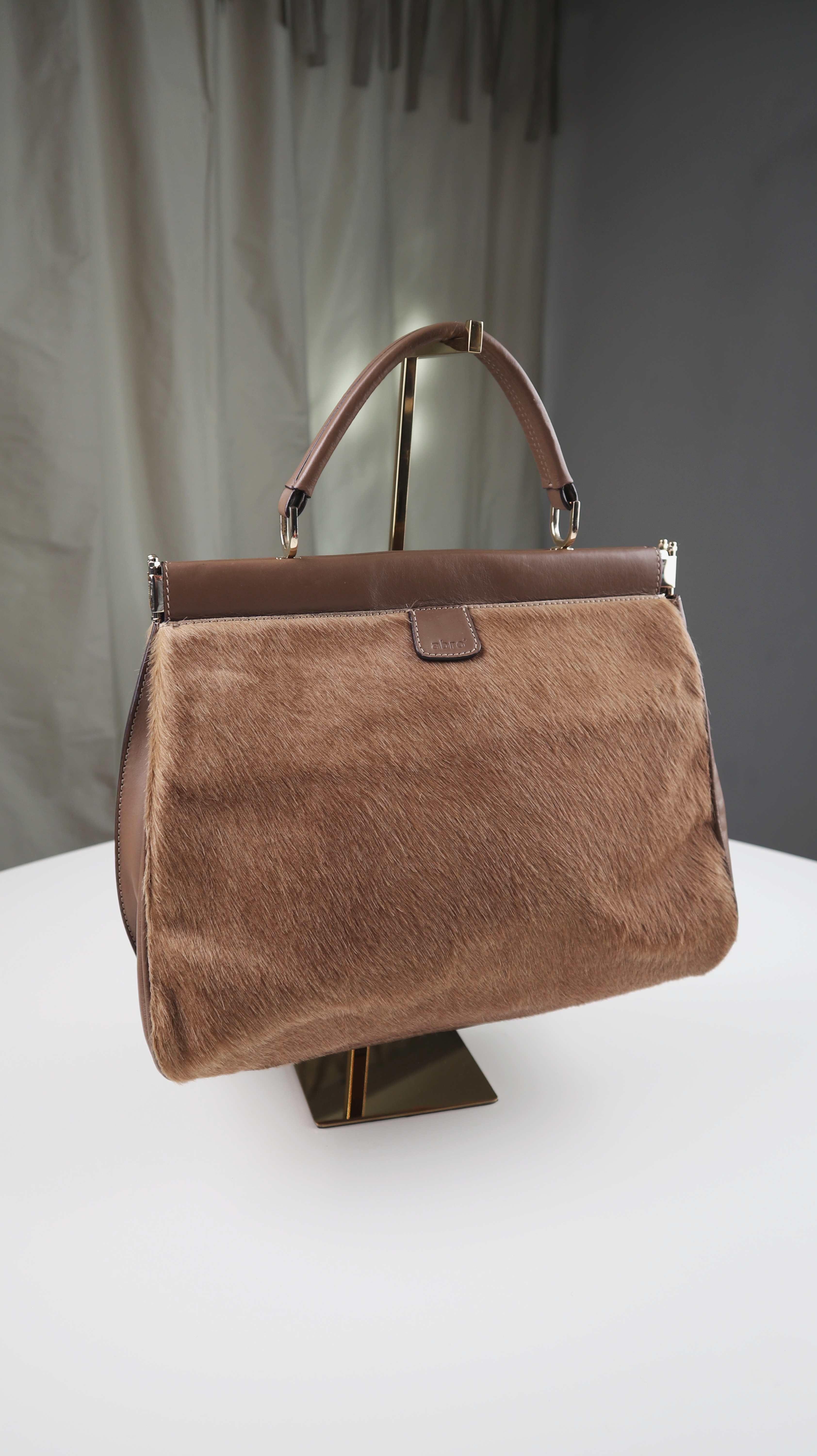 Abro Tasche Handtasche braun Ledertasche Felltasche